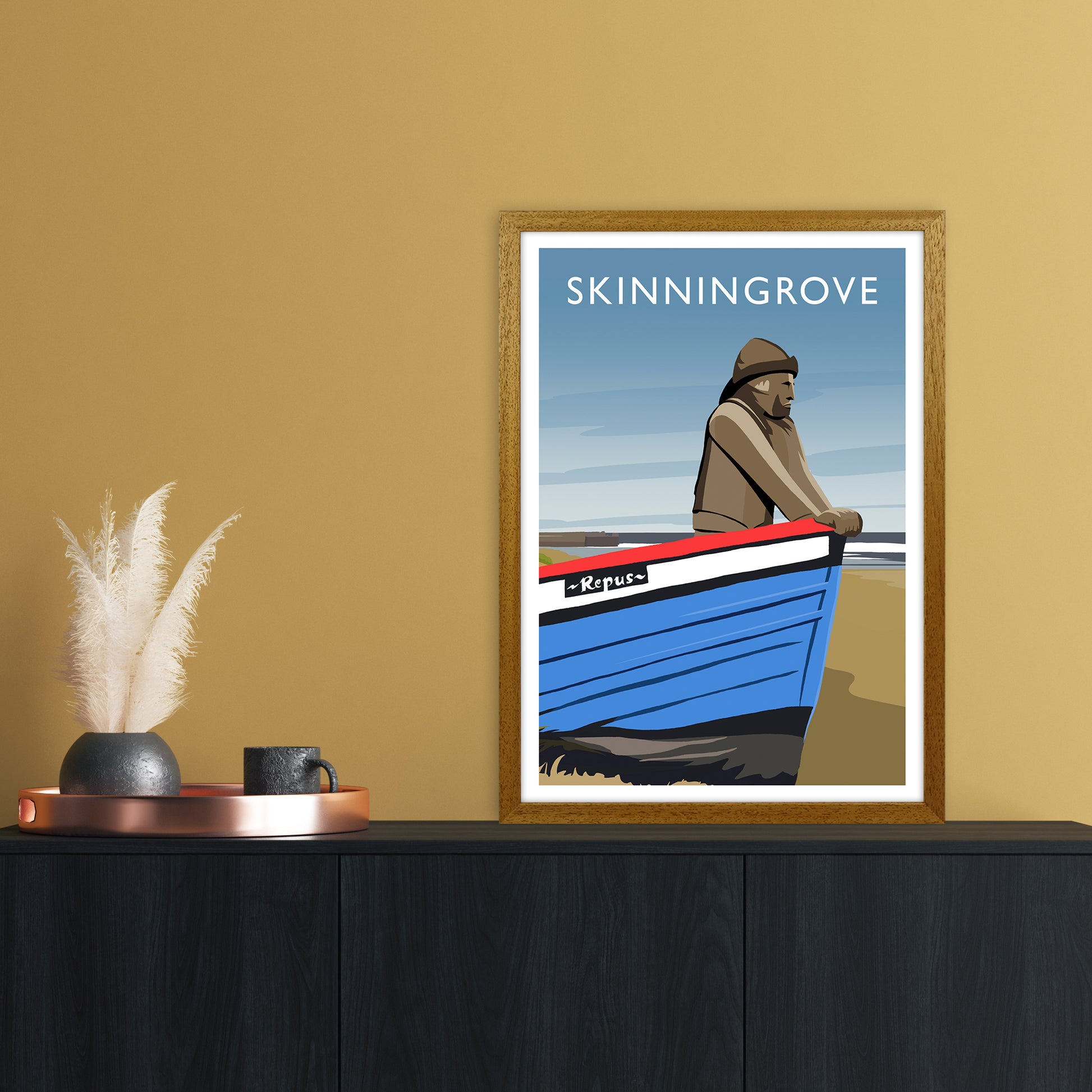 Skinningrove Portrait Travel Art Print by Richard O'Neill A2 Print Only