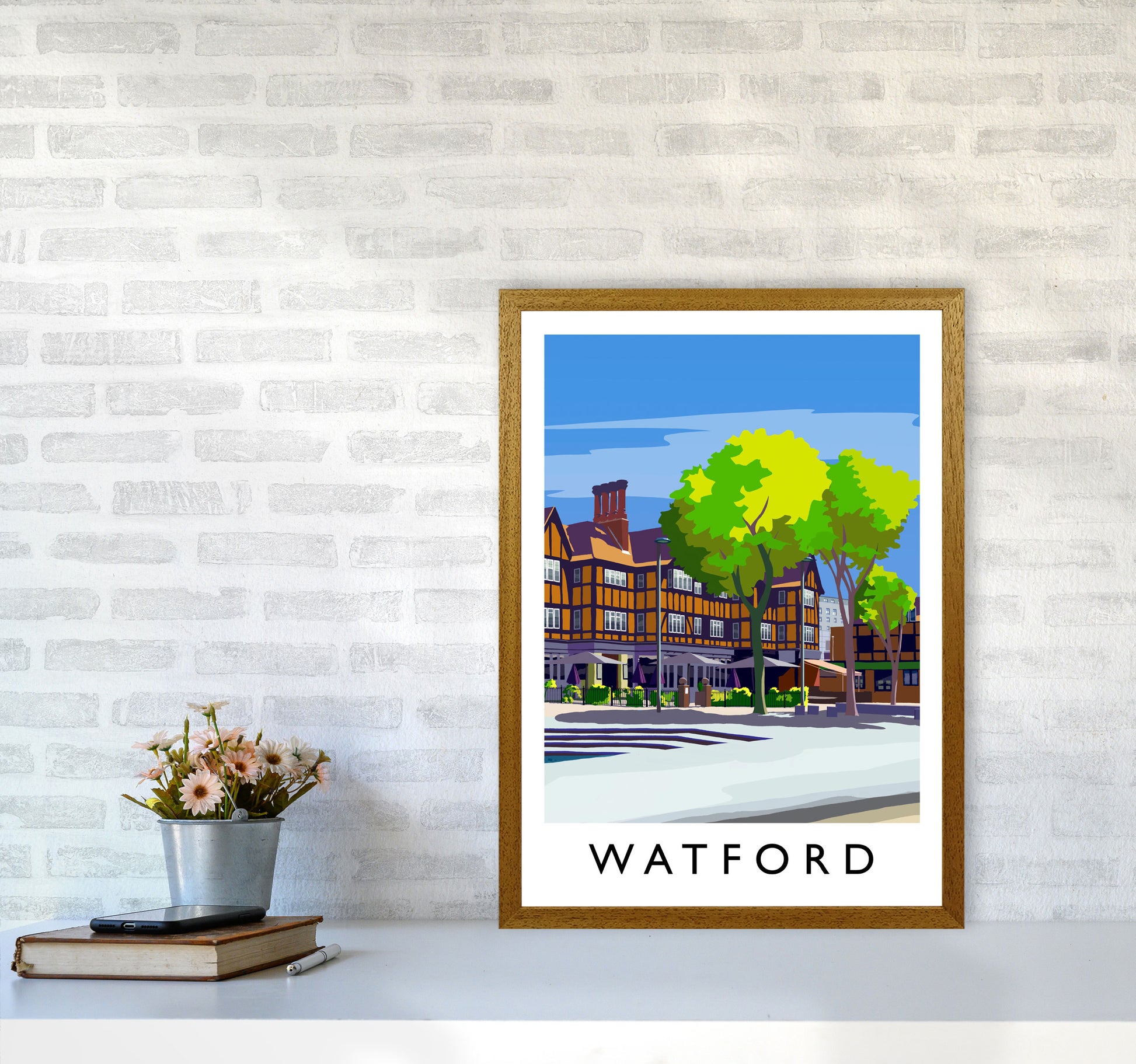 Watford 2 portrait Travel Art Print by Richard O'Neill A2 Print Only