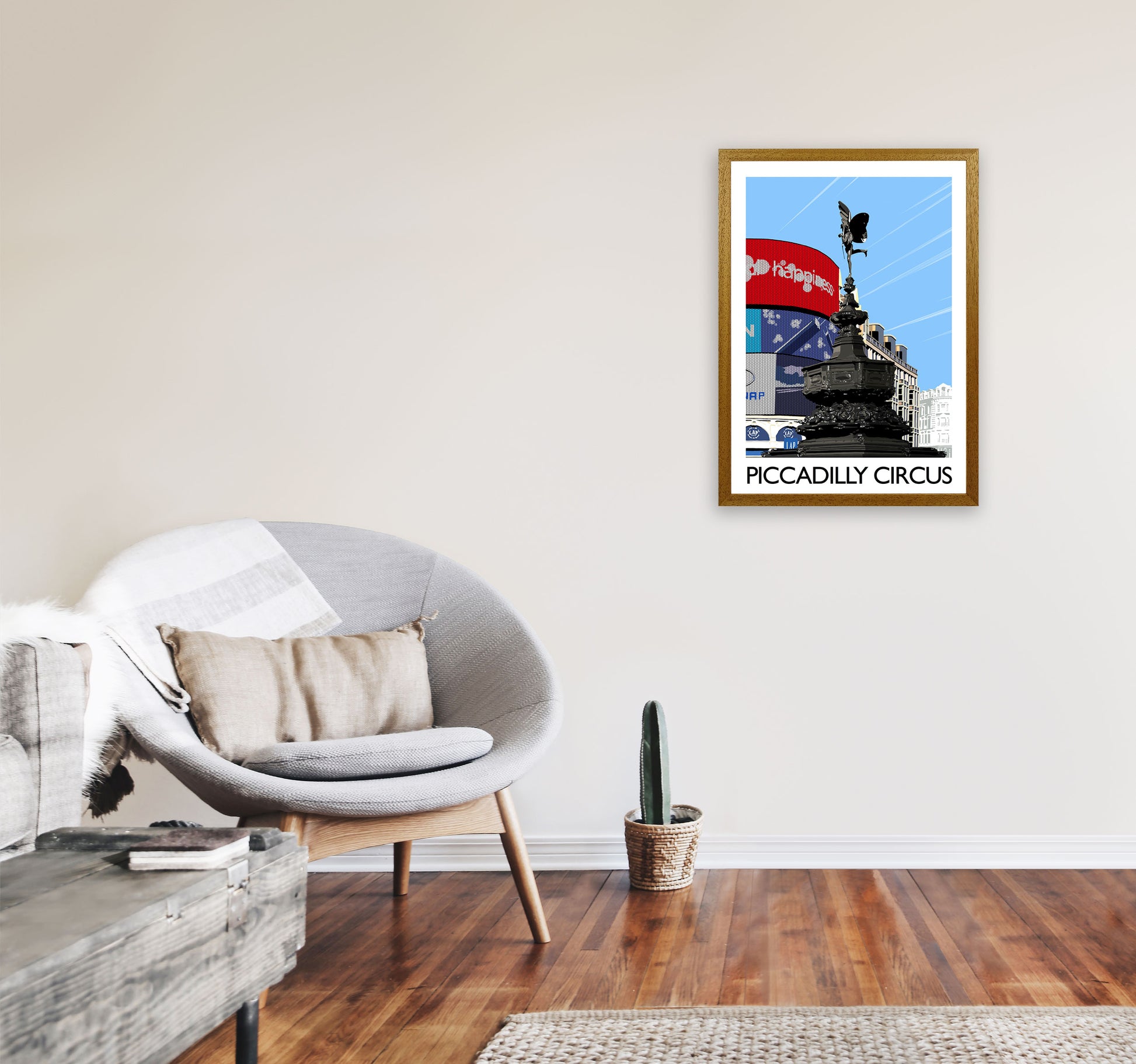 Piccadilly Circus London Portrait Art Print by Richard O'Neill A2 Print Only