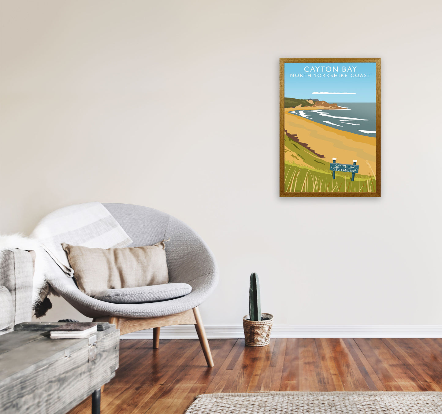 Cayton Bay North Yorkshire Coast Portrait Framed Digital Art Print by Richard O'Neill A2 Print Only