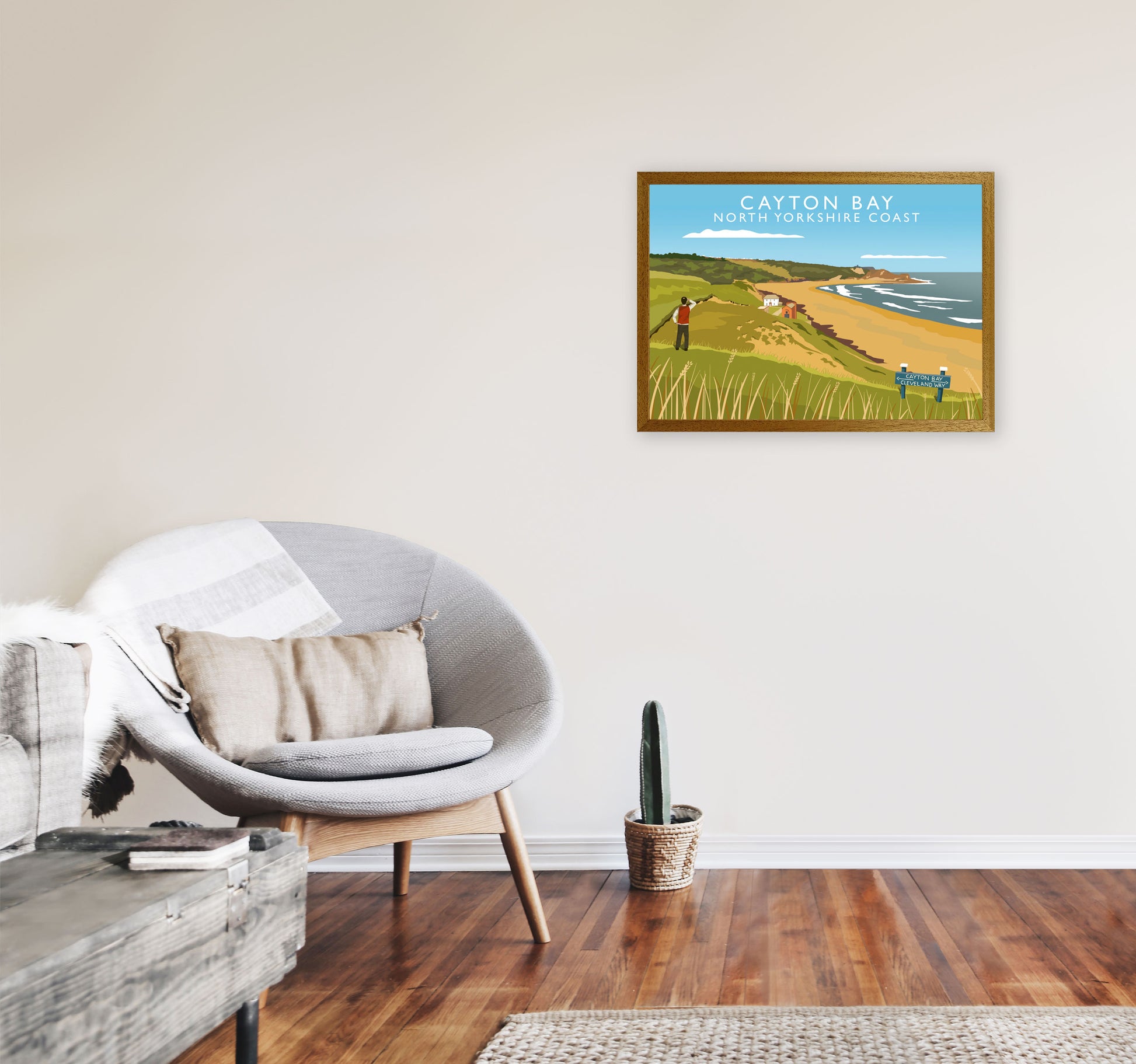 Cayton Bay North Yorkshire Coast Framed Digital Art Print by Richard O'Neill A2 Print Only