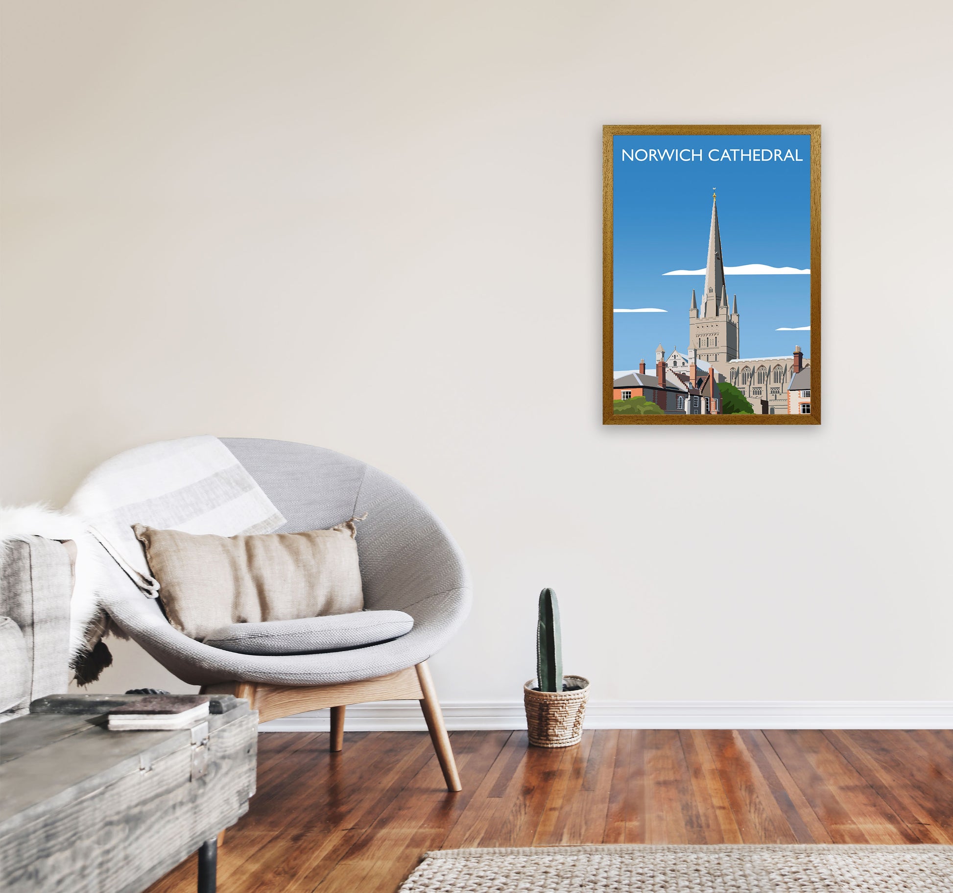 Norwich Cathedral Portrait  Art Print by Richard O'Neill A2 Print Only