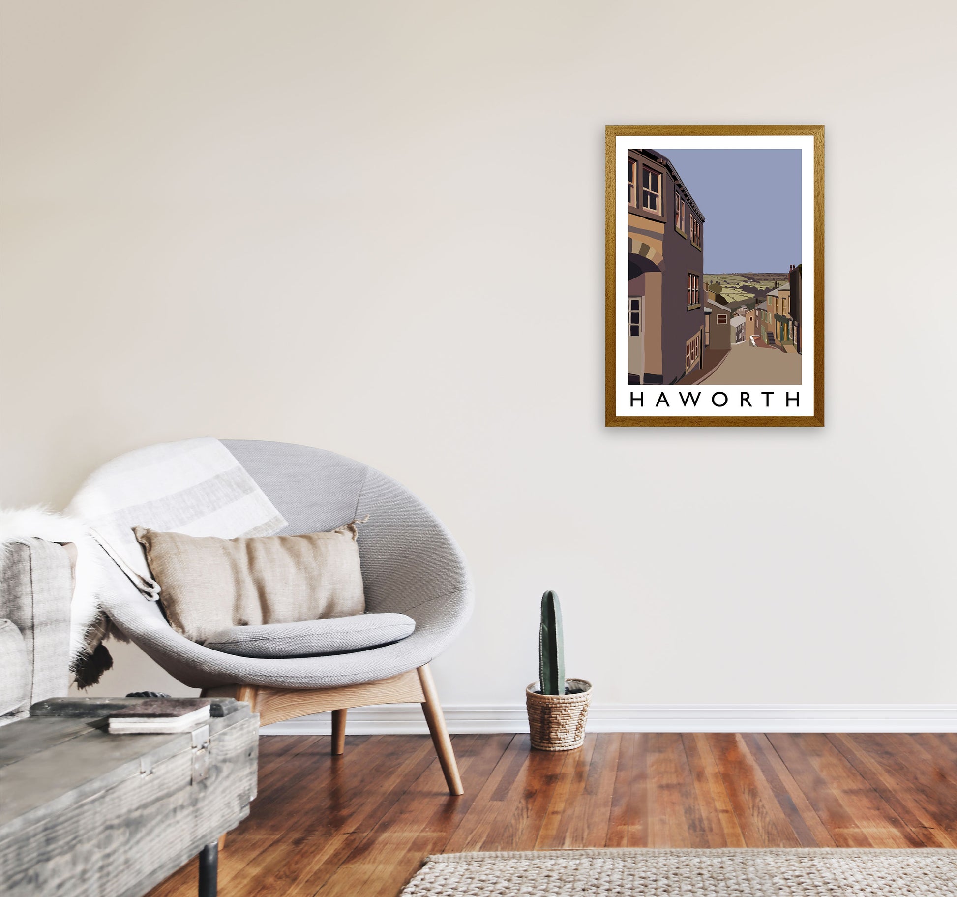 Haworth Travel Art Print by Richard O'Neill, Framed Wall Art A2 Print Only