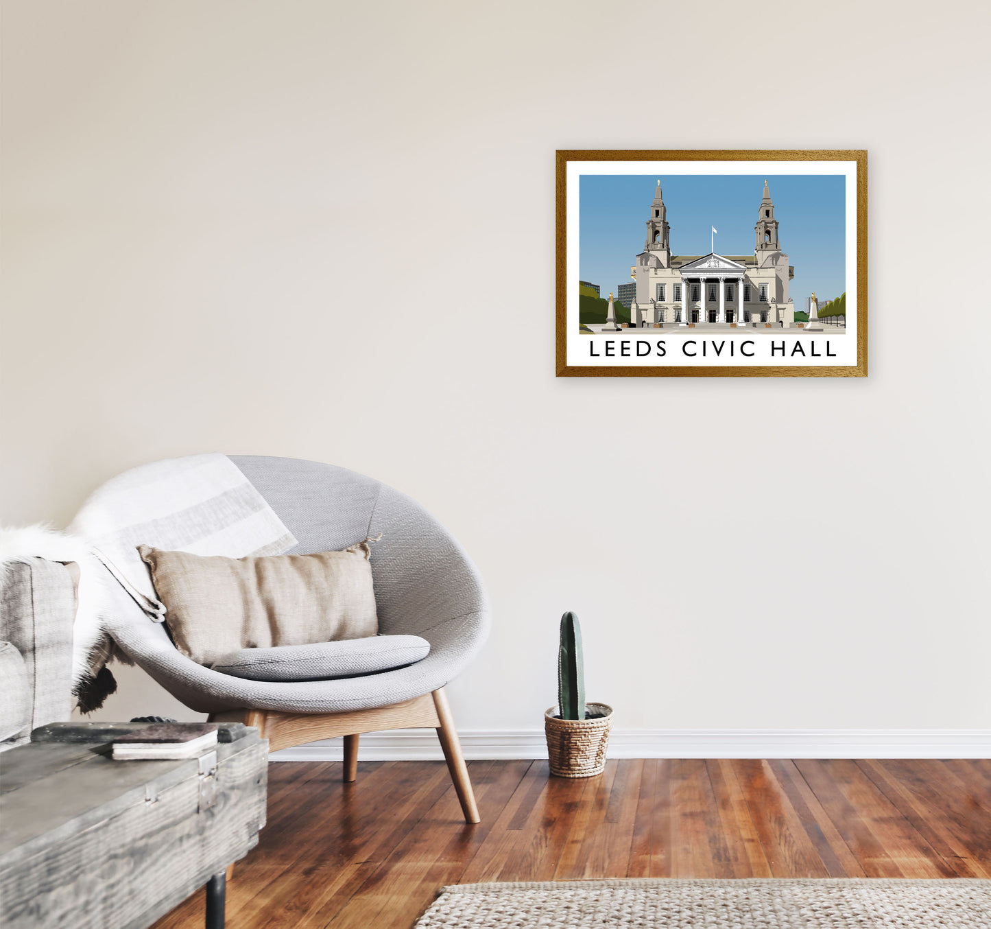 Leeds Civic Hall Digital Art Print by Richard O'Neill, Framed Wall Art A2 Print Only