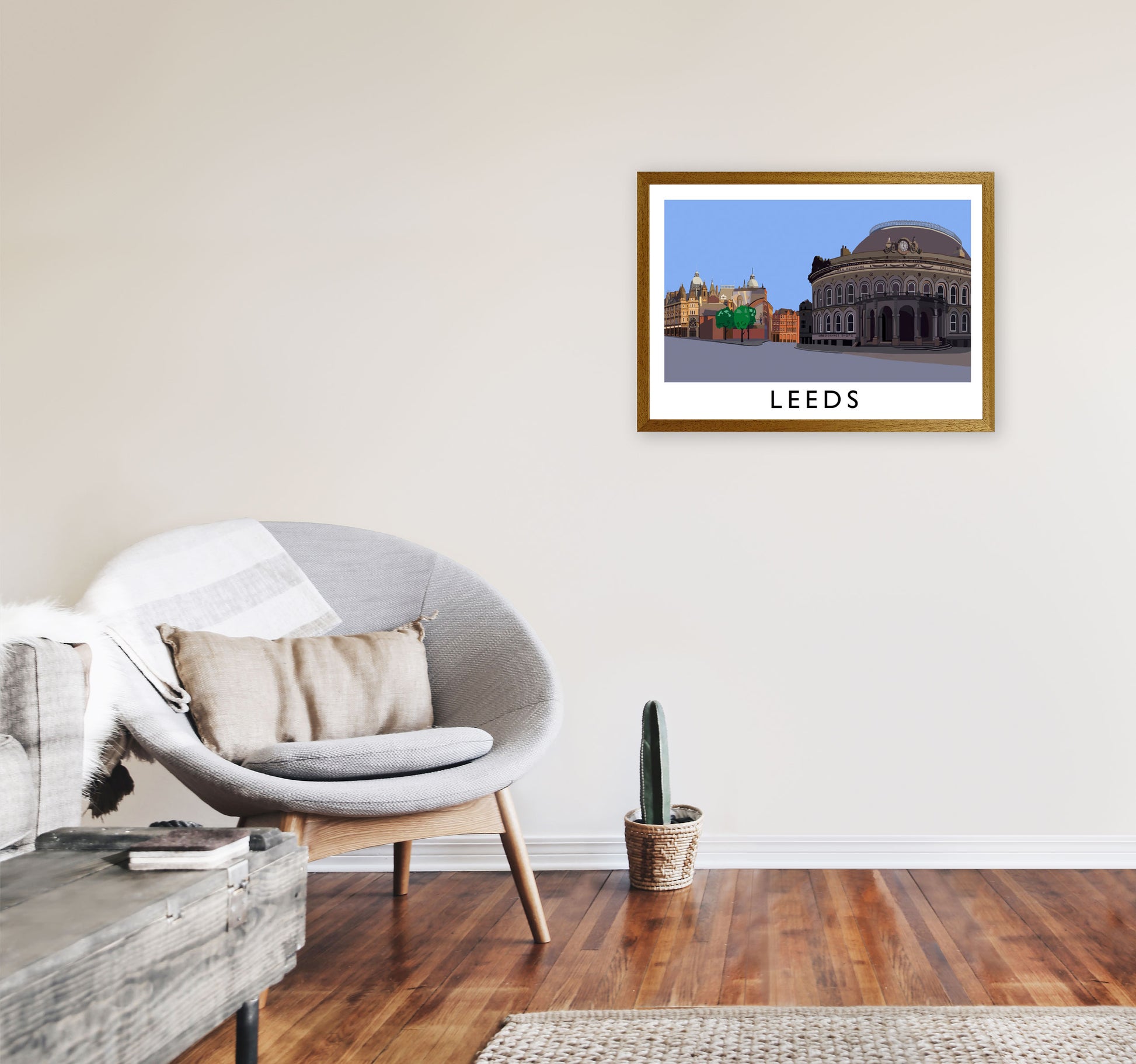 Leeds Digital Art Print by Richard O'Neill, Framed Wall Art A2 Print Only