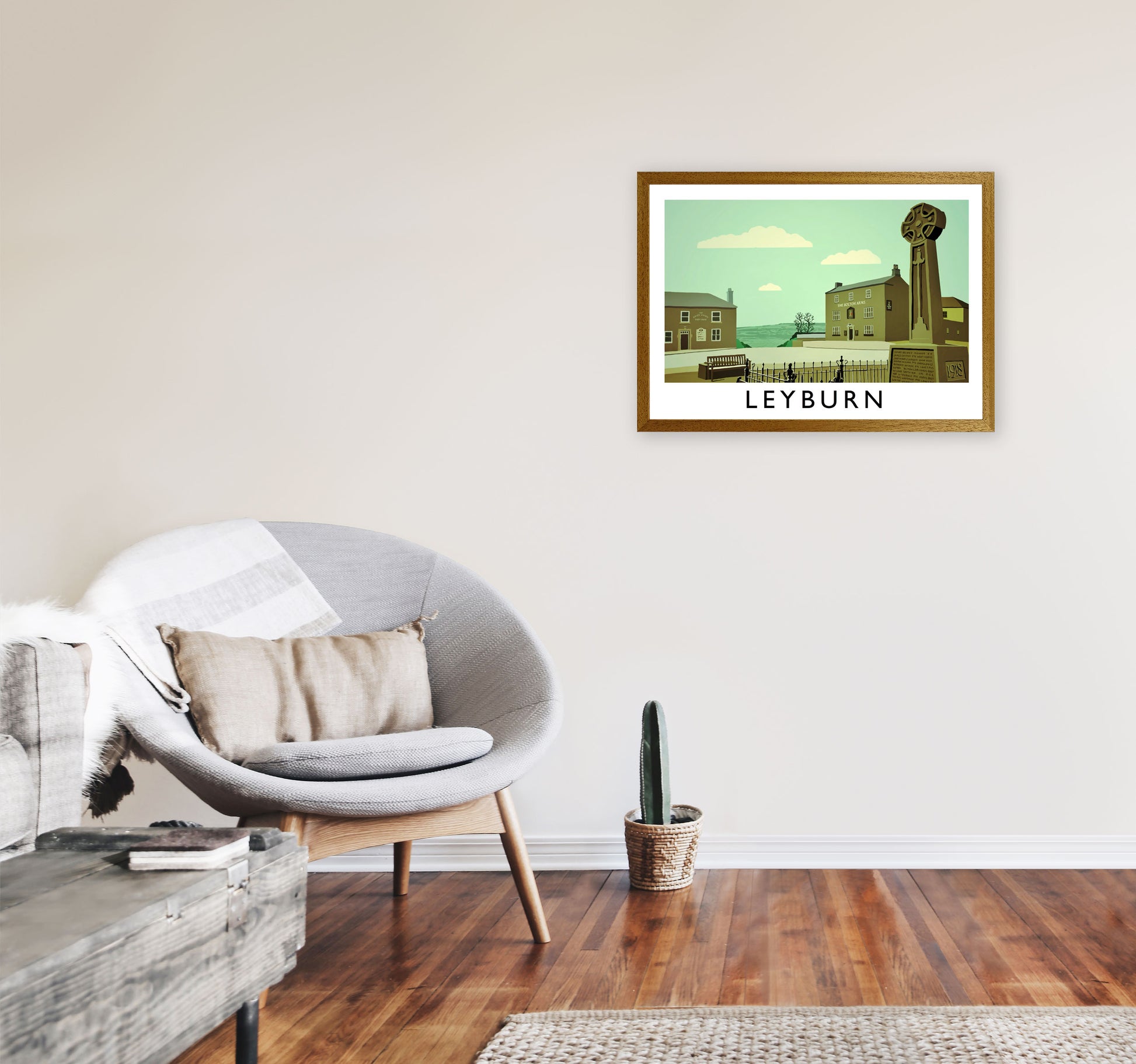 Leyburn Travel Art Print by Richard O'Neill, Framed Wall Art A2 Print Only