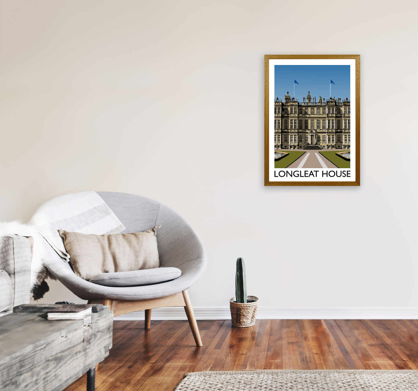 Longleat House Travel Art Print by Richard O'Neill, Framed Wall Art A2 Print Only