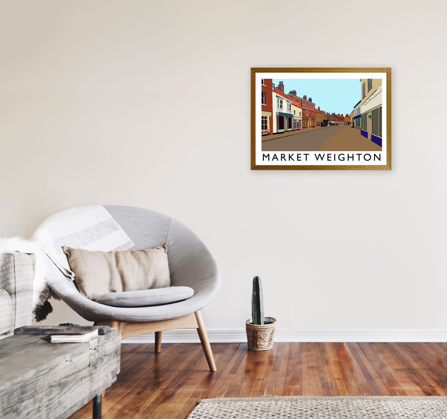 Market Weighton Travel Art Print by Richard O'Neill, Framed Wall Art A2 Print Only