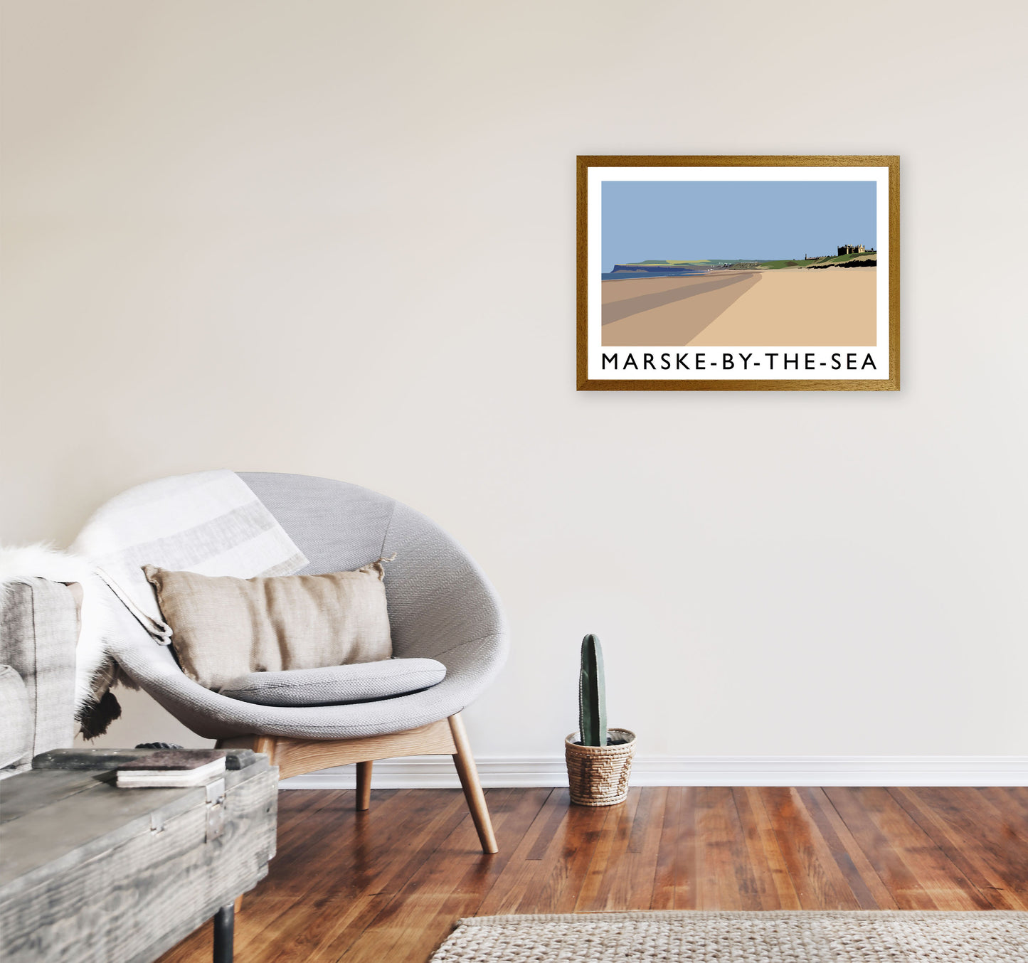 Marske-By-The-Sea Travel Art Print by Richard O'Neill, Framed Wall Art A2 Print Only