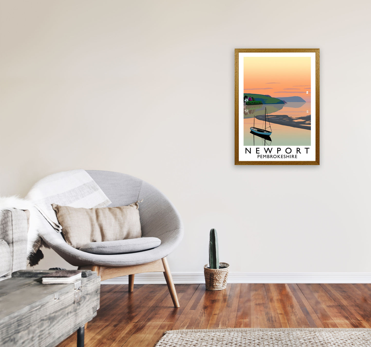 Newport Pembrokeshire Travel Art Print by Richard O'Neill, Framed Wall Art A2 Print Only