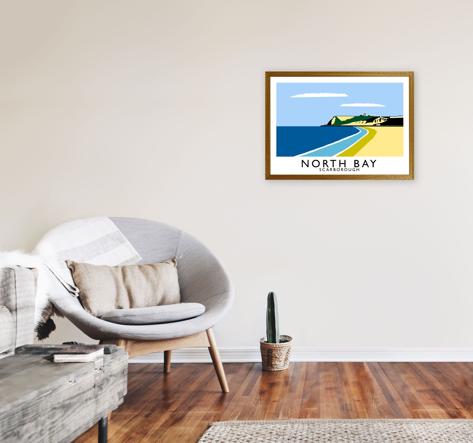 North Bay Scarborough Travel Art Print by Richard O'Neill, Framed Wall Art A2 Print Only