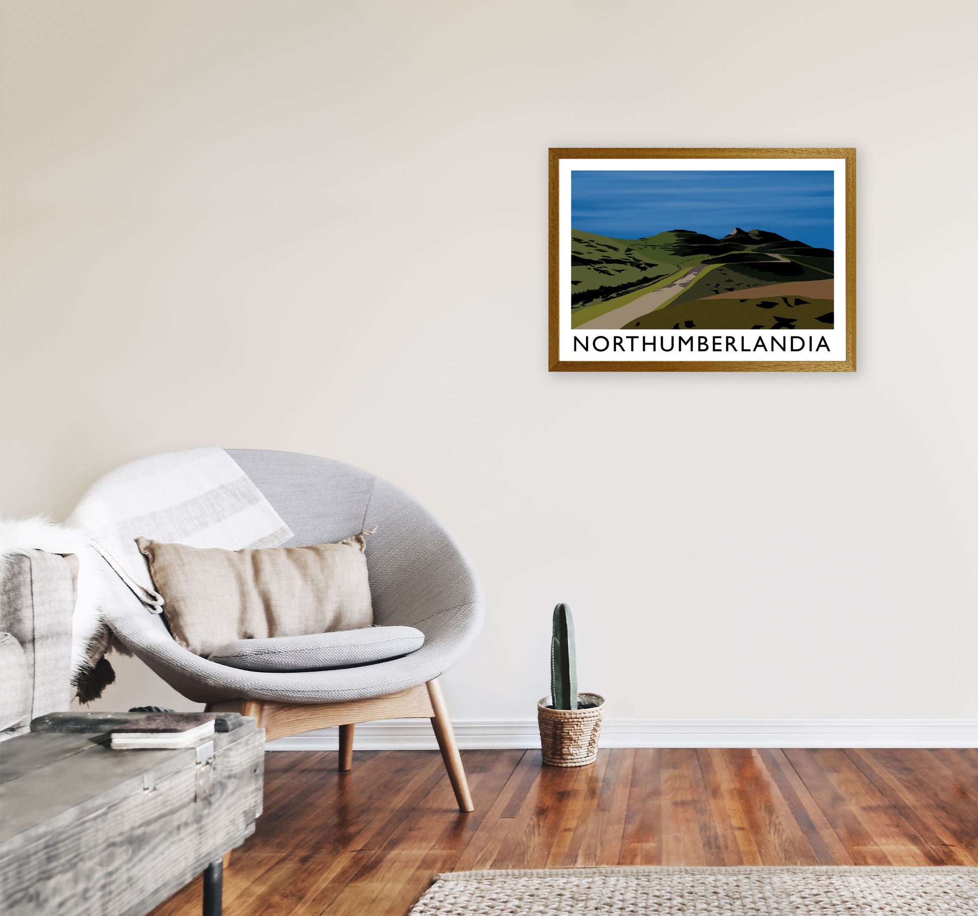 Northumberlandia Travel Art Print by Richard O'Neill, Framed Wall Art A2 Print Only