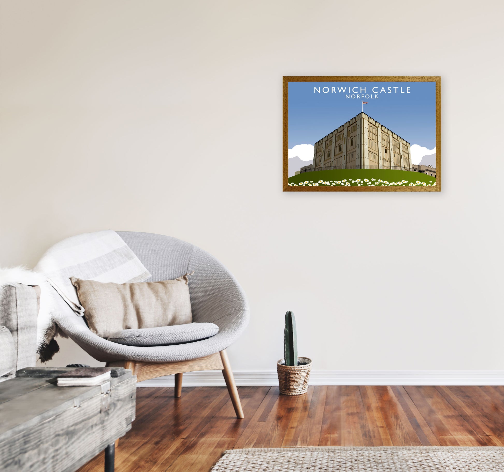 Norwich Castle Norfolk Travel Art Print by Richard O'Neill, Framed Wall Art A2 Print Only