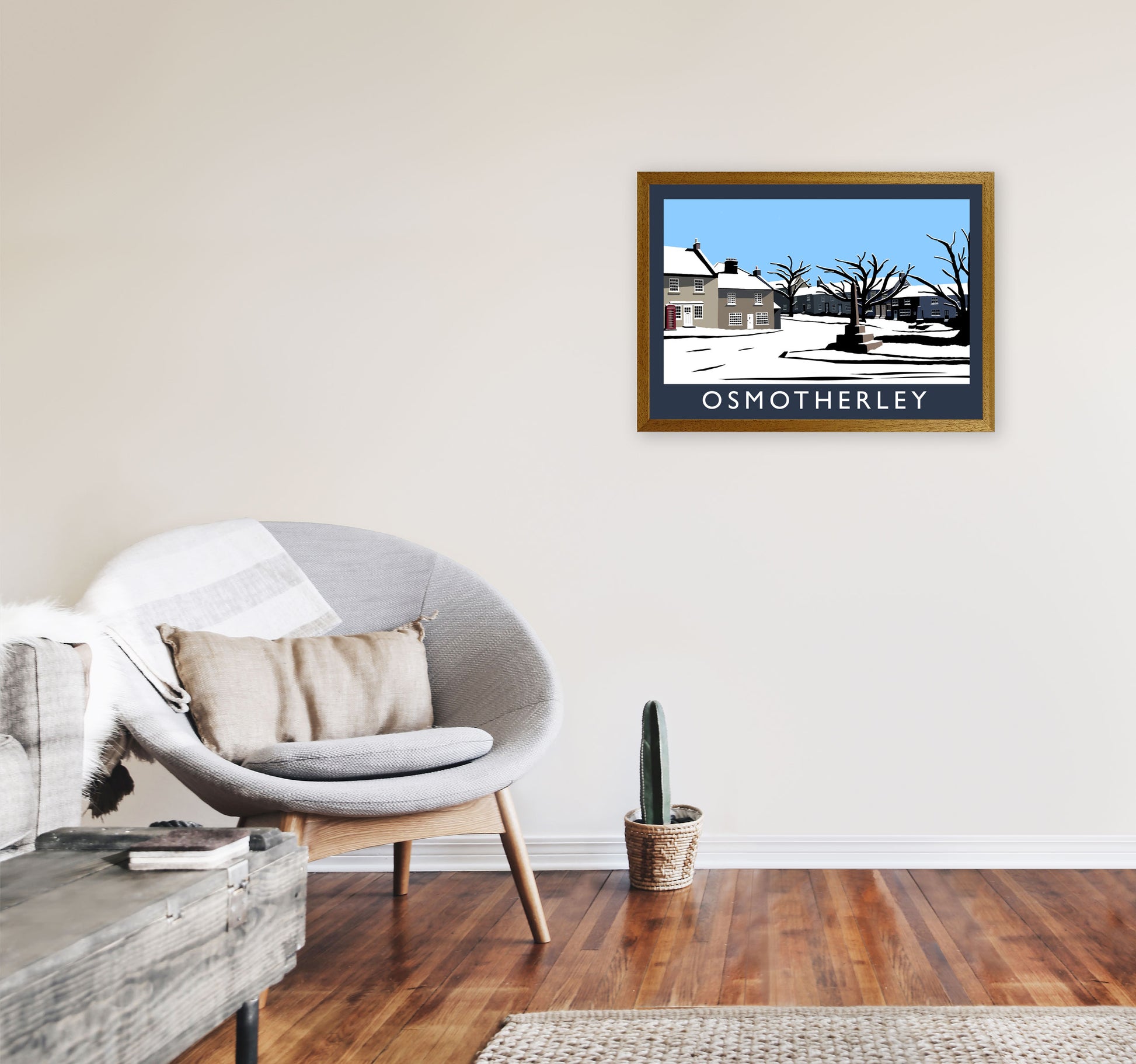 Osmotherley In Snow Travel Art Print by Richard O'Neill, Framed Wall Art A2 Print Only