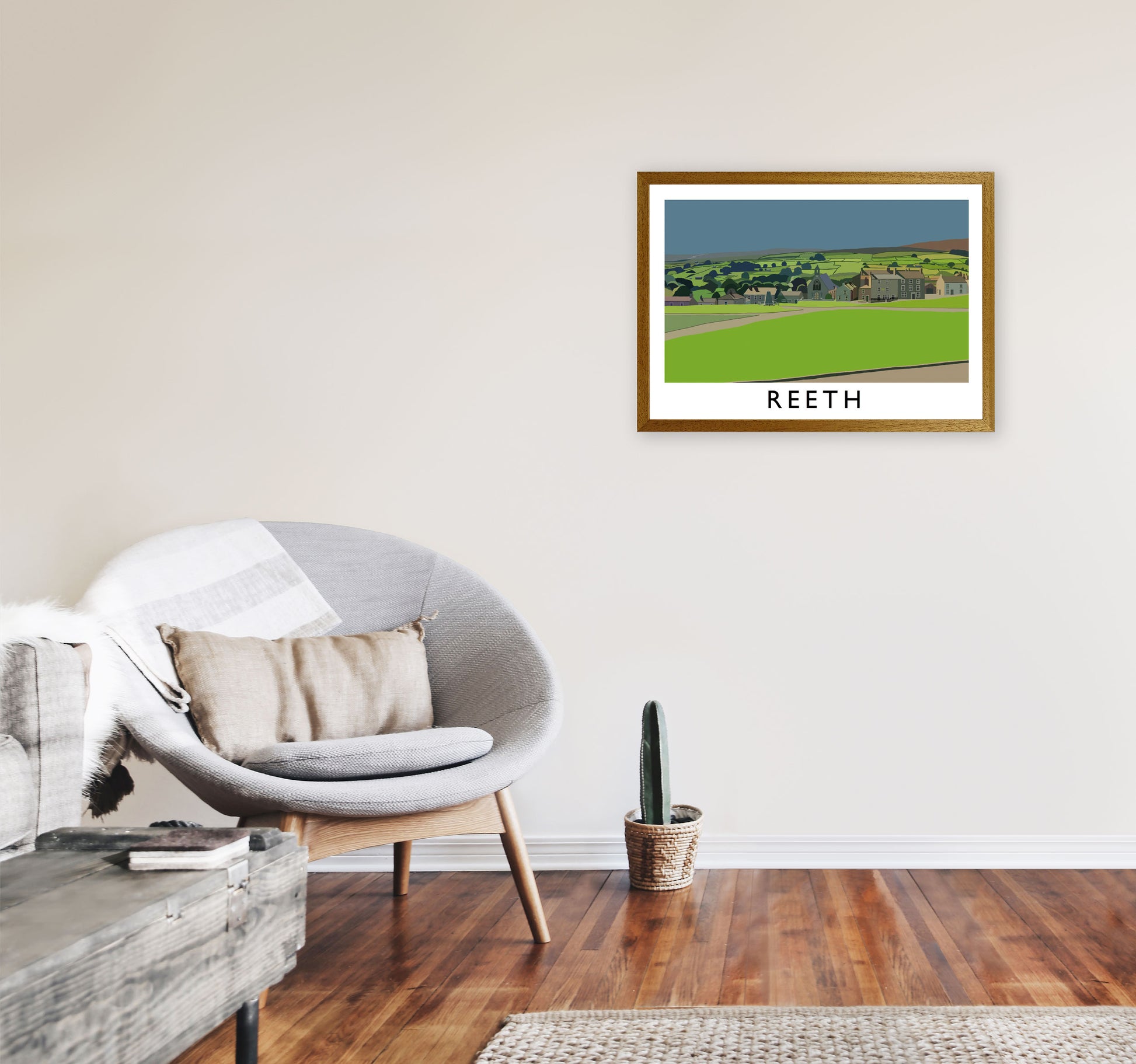 Reeth Travel Art Print by Richard O'Neill, Framed Wall Art A2 Print Only