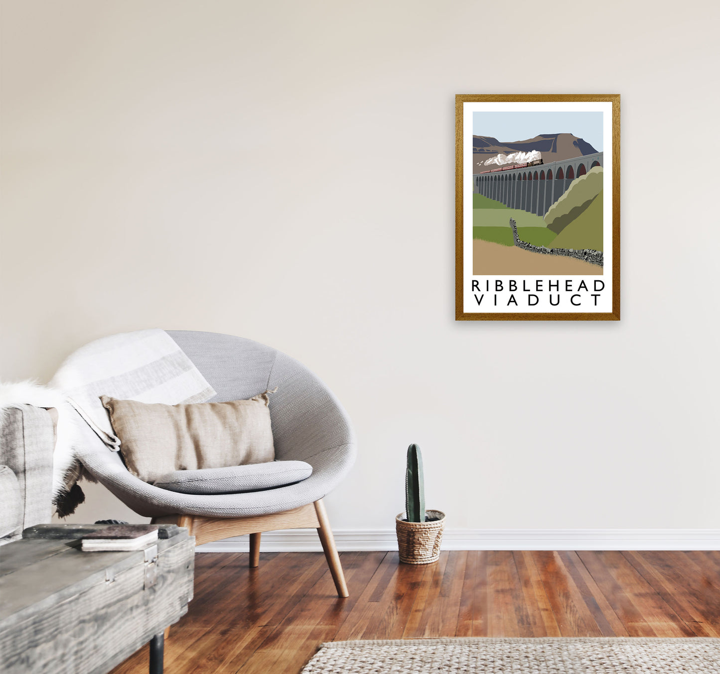 Ribblehead Viaduct Travel Art Print by Richard O'Neill, Framed Wall Art A2 Print Only