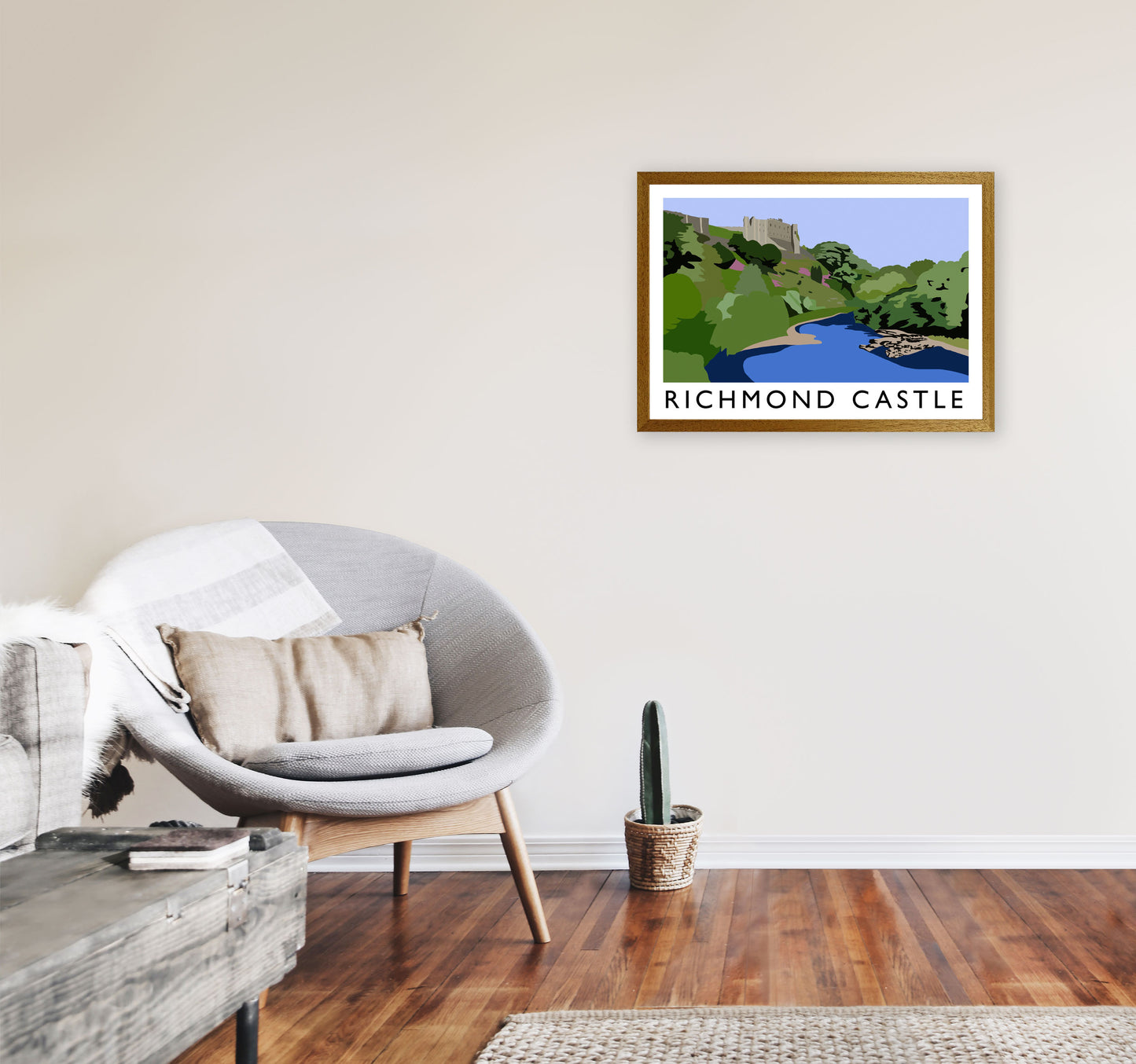 Richmond Castle Digital Art Print by Richard O'Neill, Framed Wall Art A2 Print Only