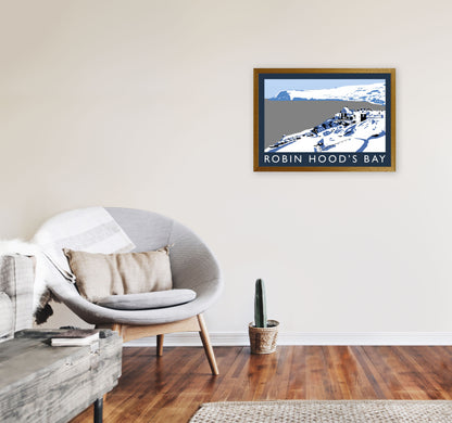 Robin Hood's Bay In Snow Travel Art Print by Richard O'Neill, Framed Wall Art A2 Print Only