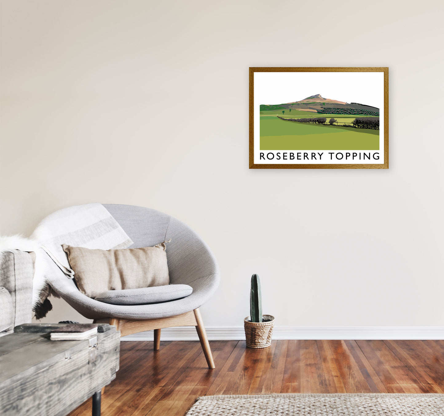 Roseberry Topping Art Print by Richard O'Neill, Framed Wall Art A2 Print Only