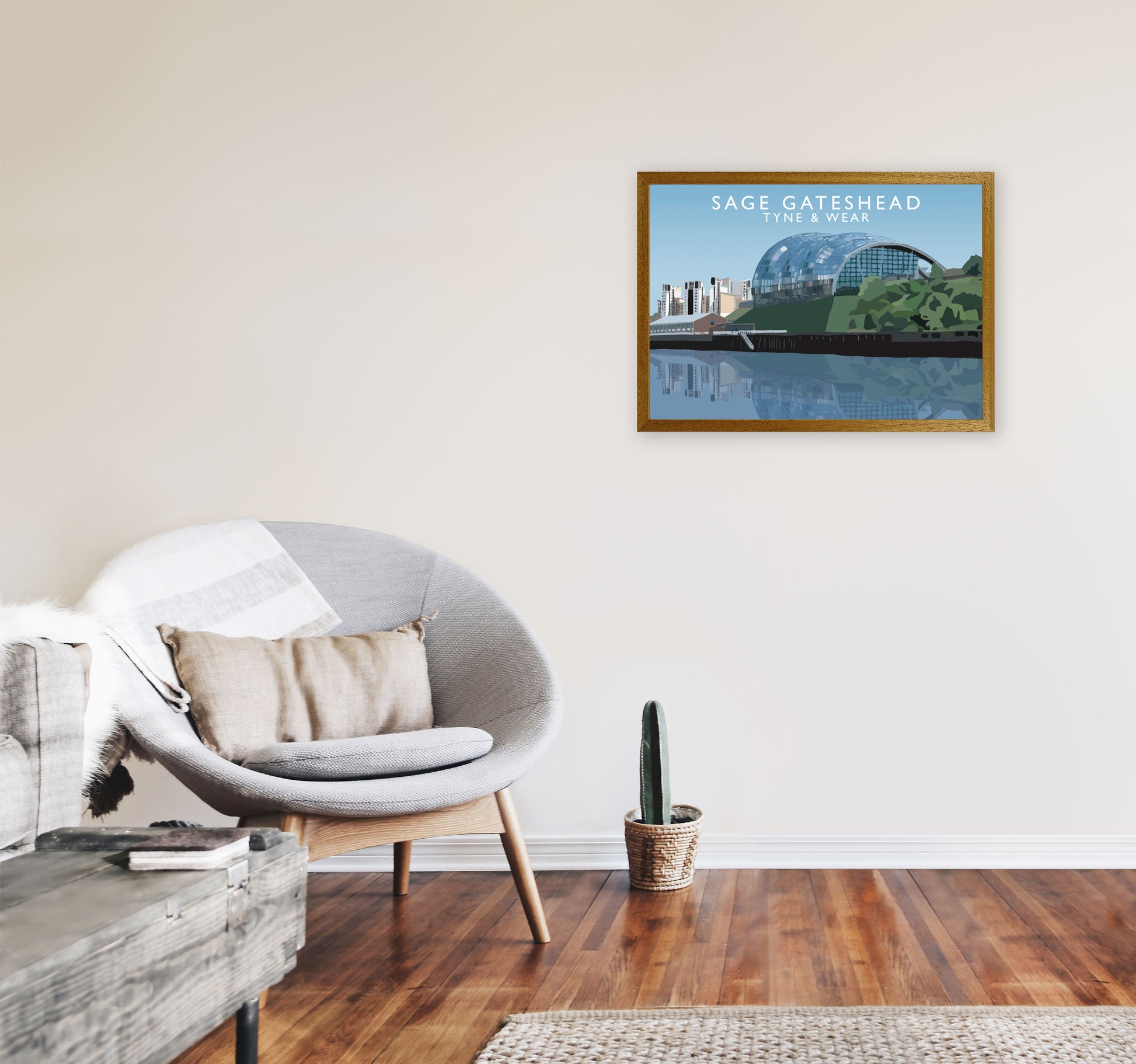 Sage Gateshead Tyne & Wear Travel Art Print by Richard O'Neill A2 Print Only