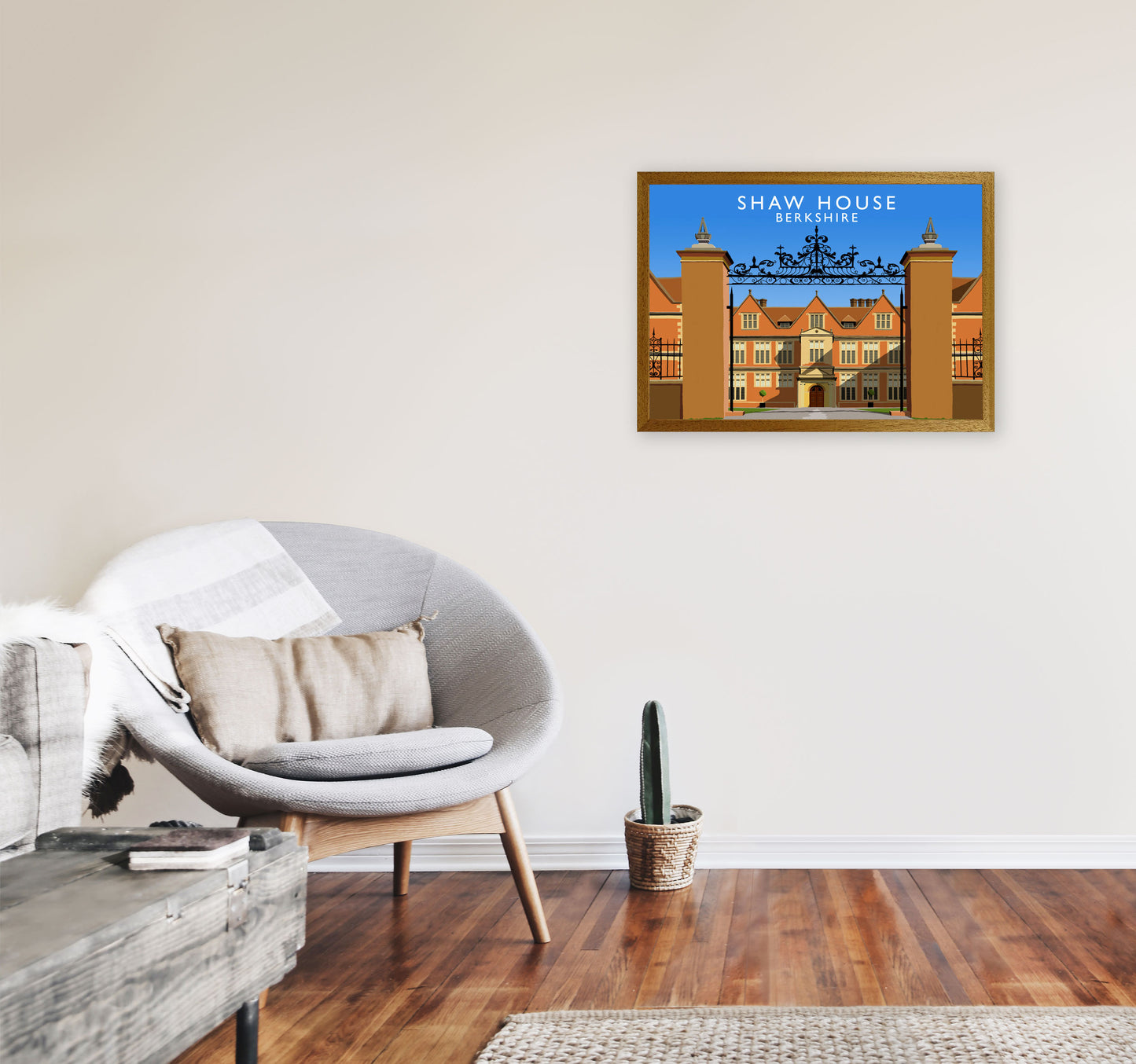 Shaw House Berkshire Travel Art Print by Richard O'Neill, Framed Wall Art A2 Print Only