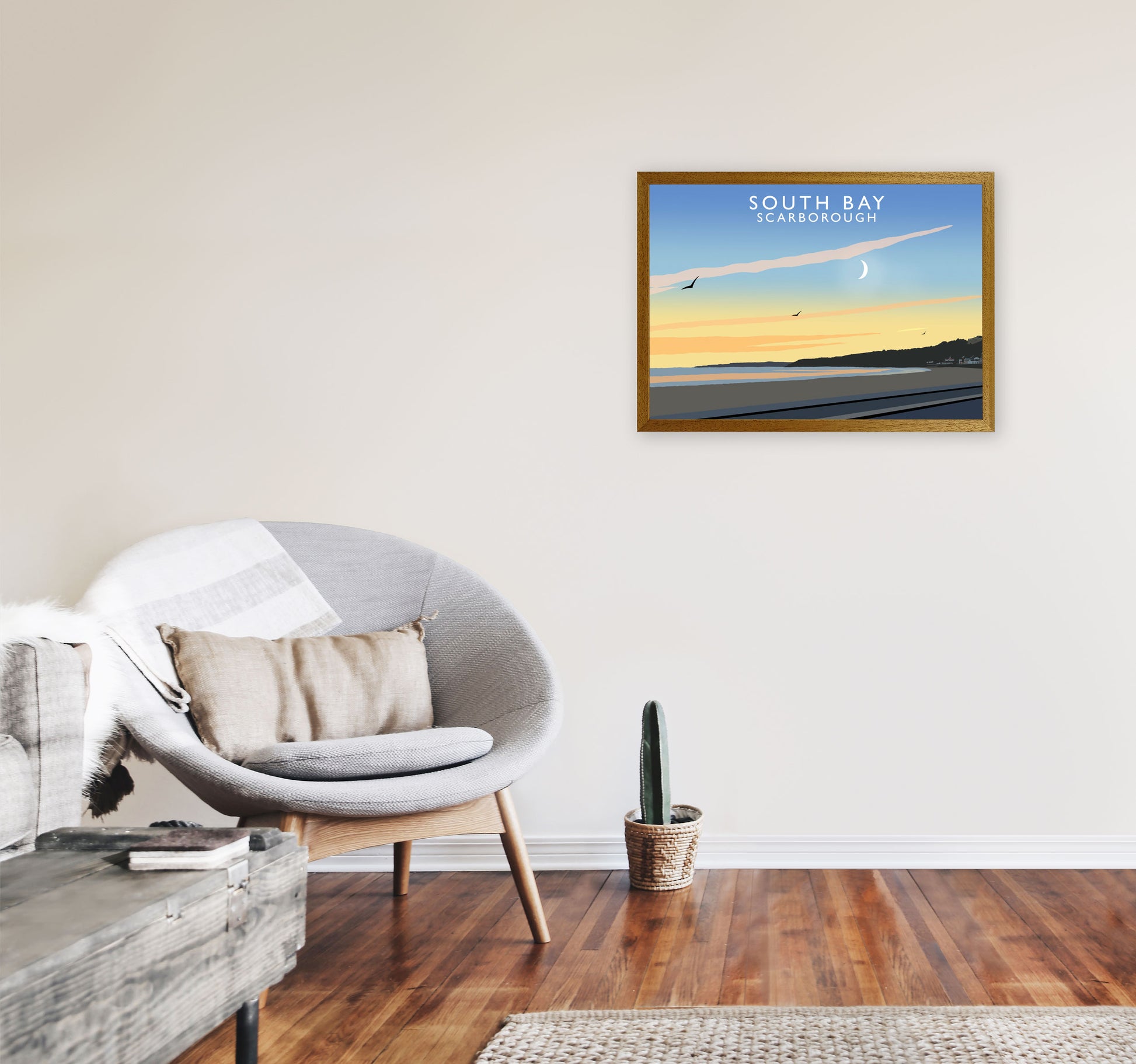 South Bay Scarborough Art Print by Richard O'Neill, Framed Wall Art A2 Print Only