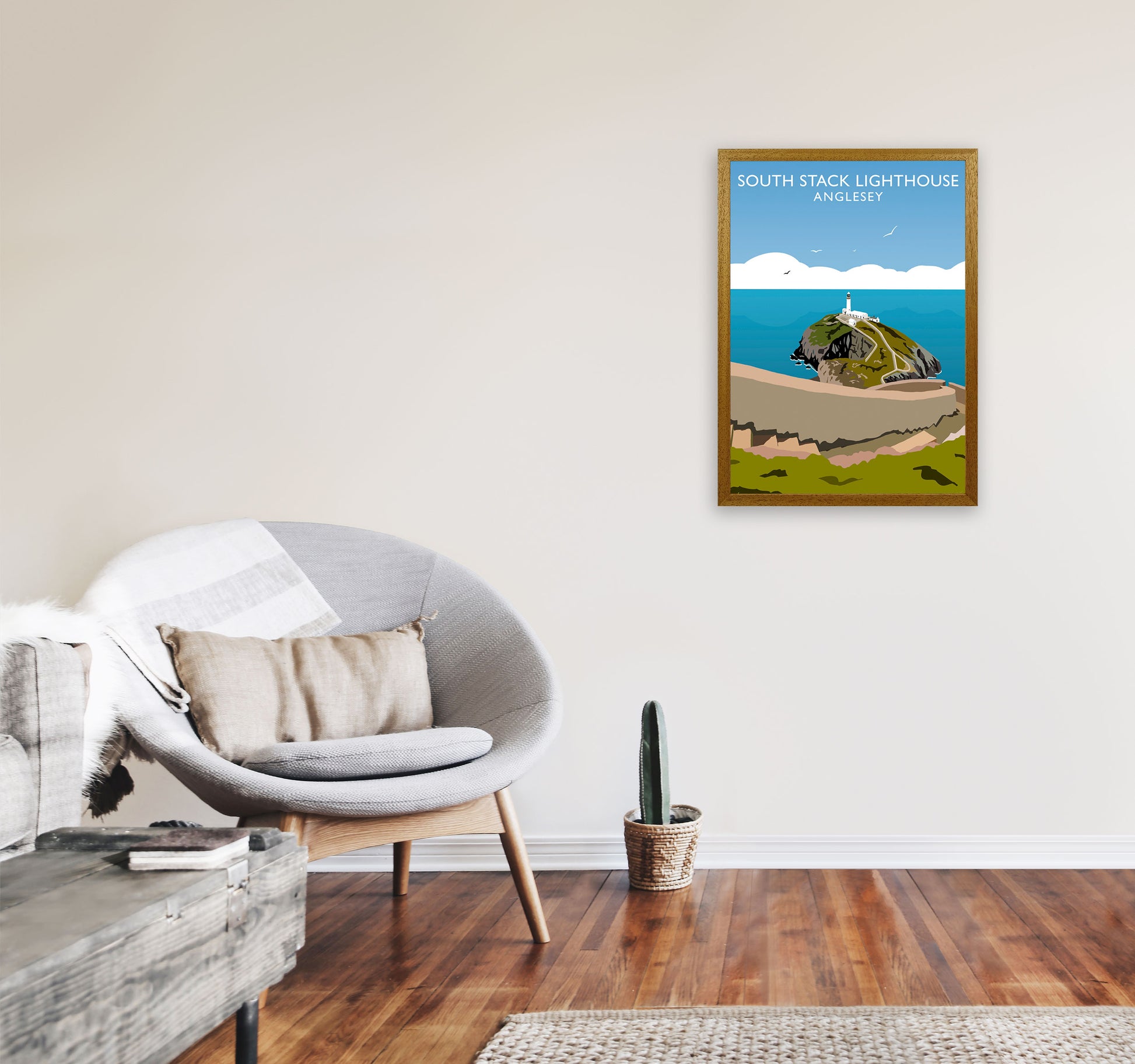 South Stack Lighthouse2 Portrait Anglesey Travel Art Print by Richard O'Neill A2 Print Only