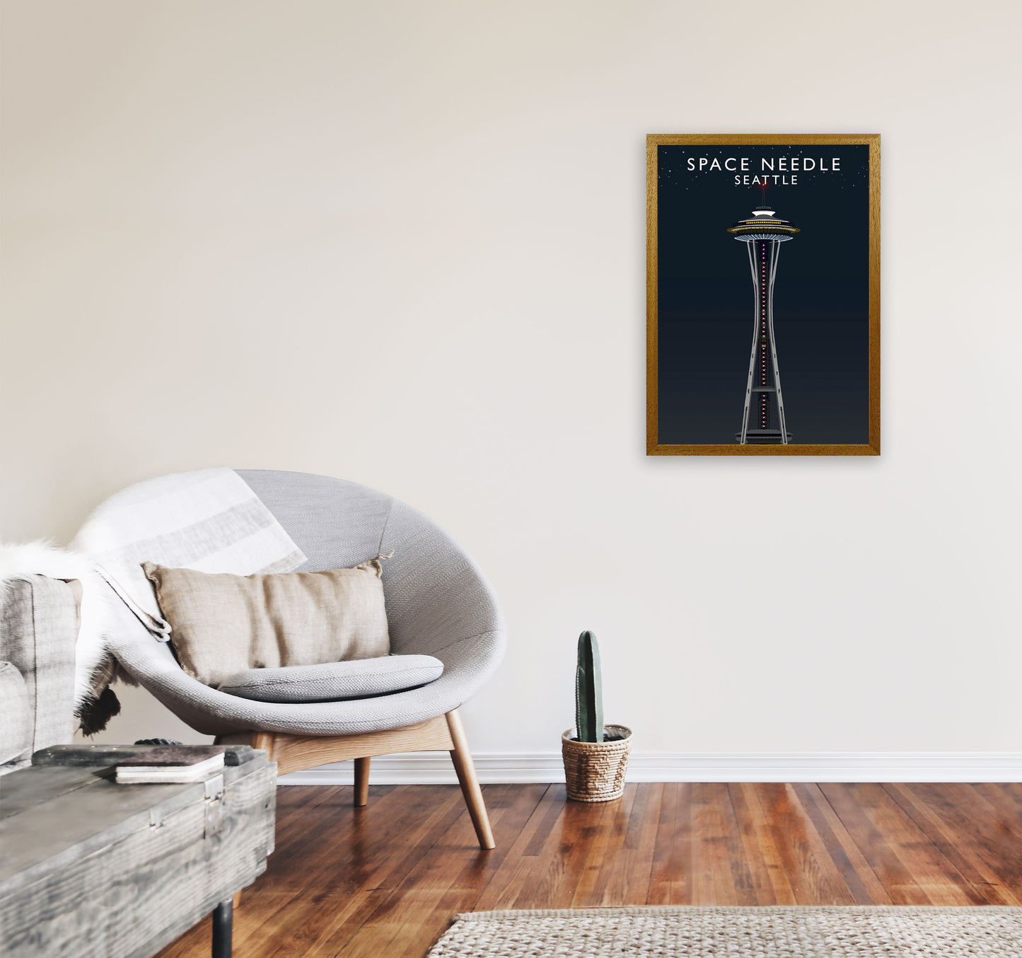 Space Needle Seattle Night Art Print by Richard O'Neill A2 Print Only