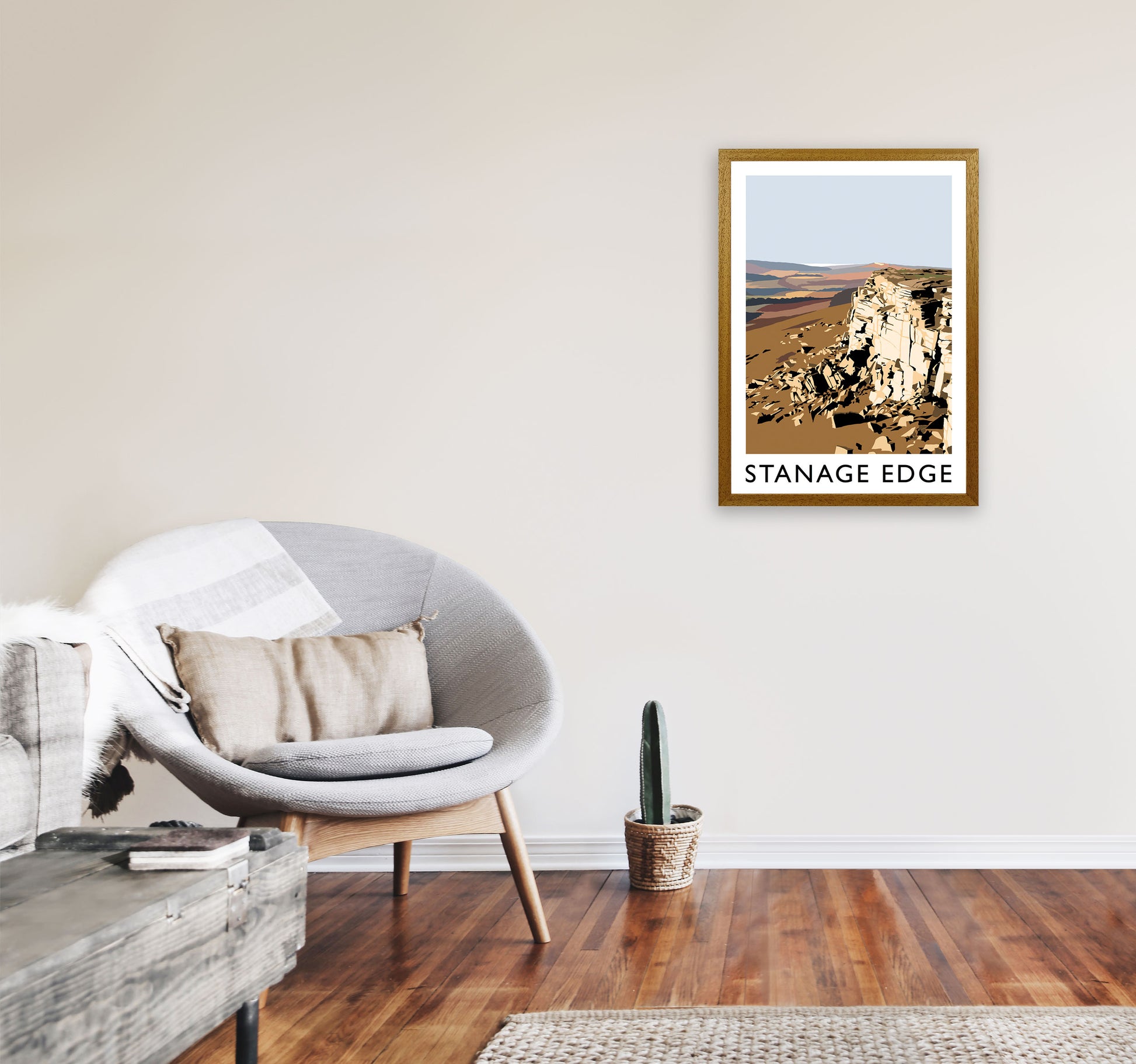 Stanage Edge Travel Art Print by Richard O'Neill, Framed Wall Art A2 Print Only