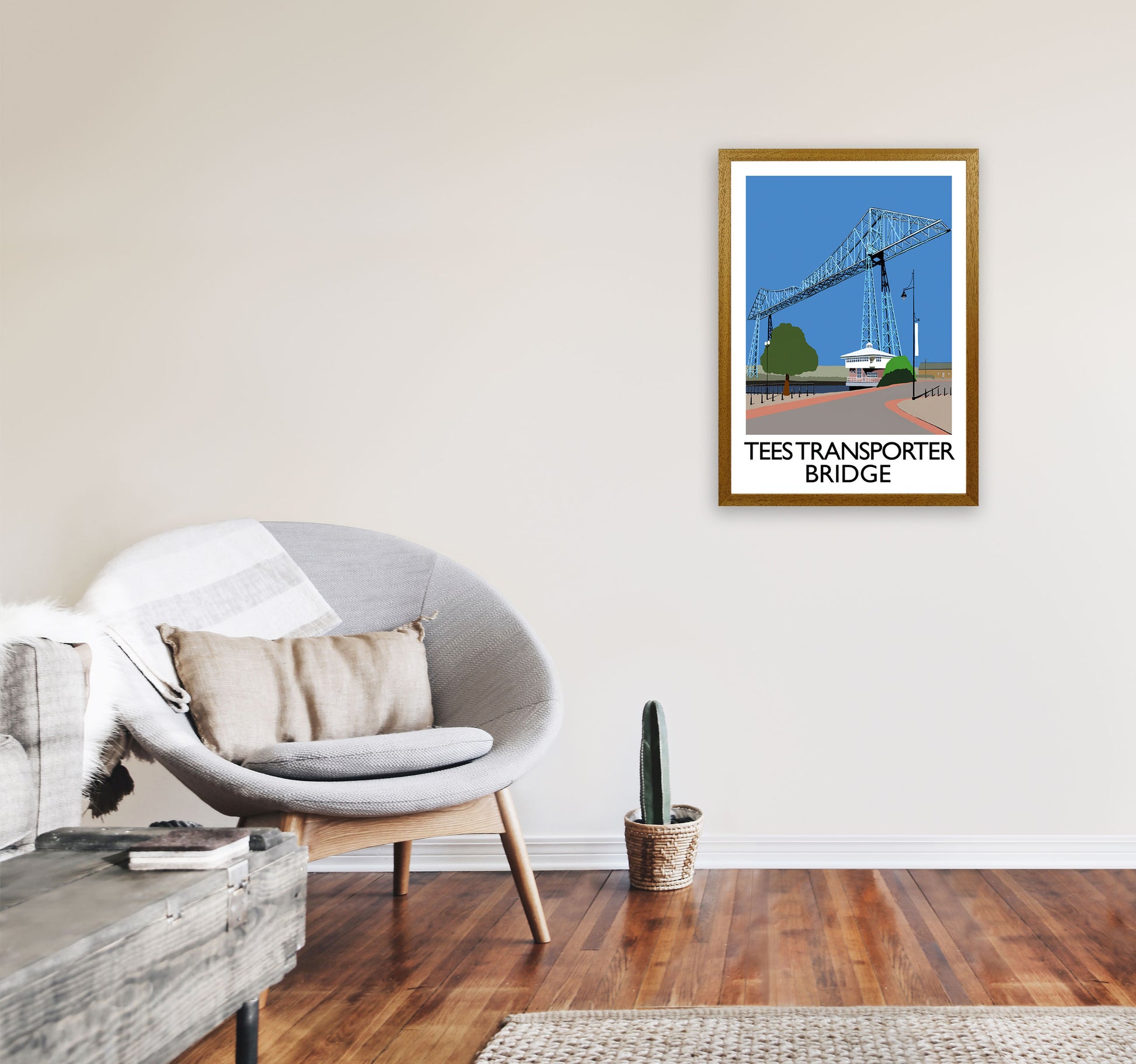 Tees Transporter Bridge Art Print by Richard O'Neill, Framed Wall Art A2 Print Only