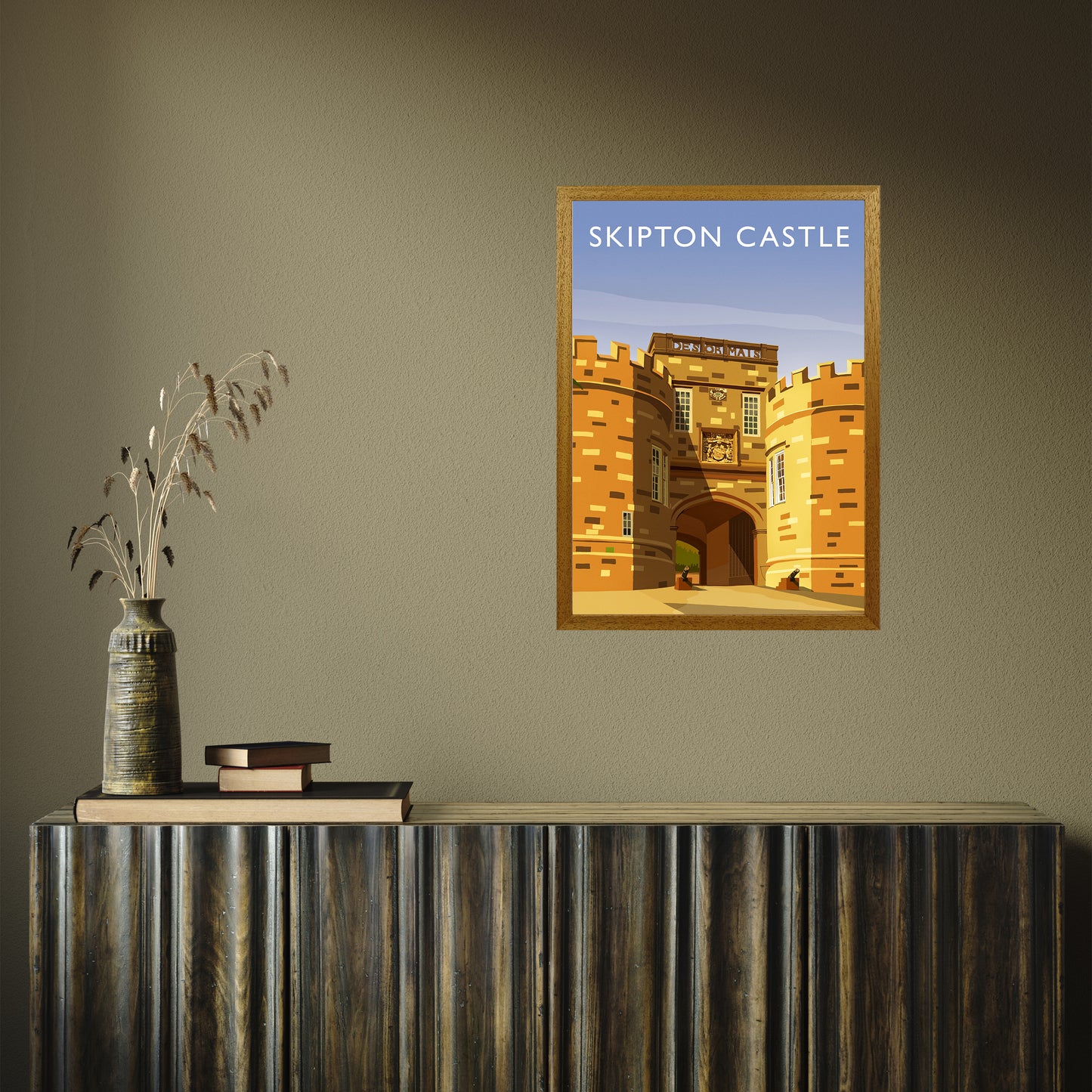 Skipton Castle portrait by Richard O'Neill A2 Oak Frame