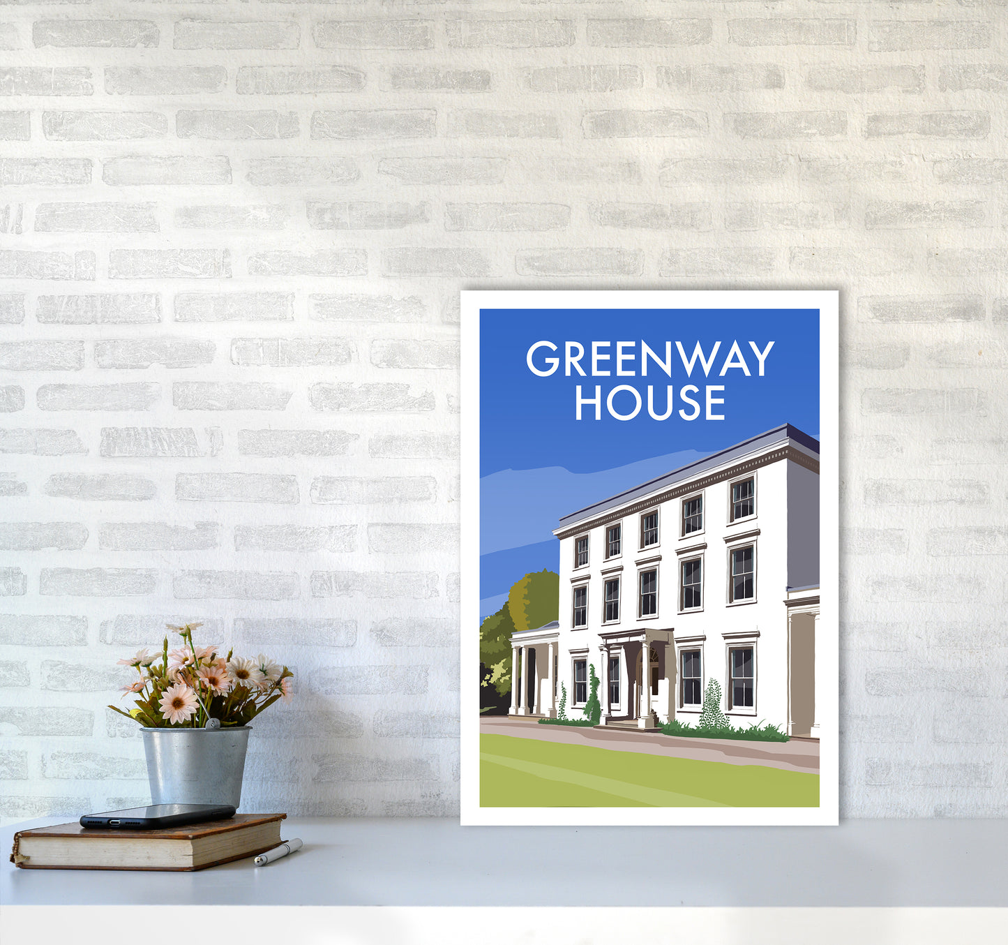 Greenway House Portrait Art Print by Richard O'Neill A2 Black Frame