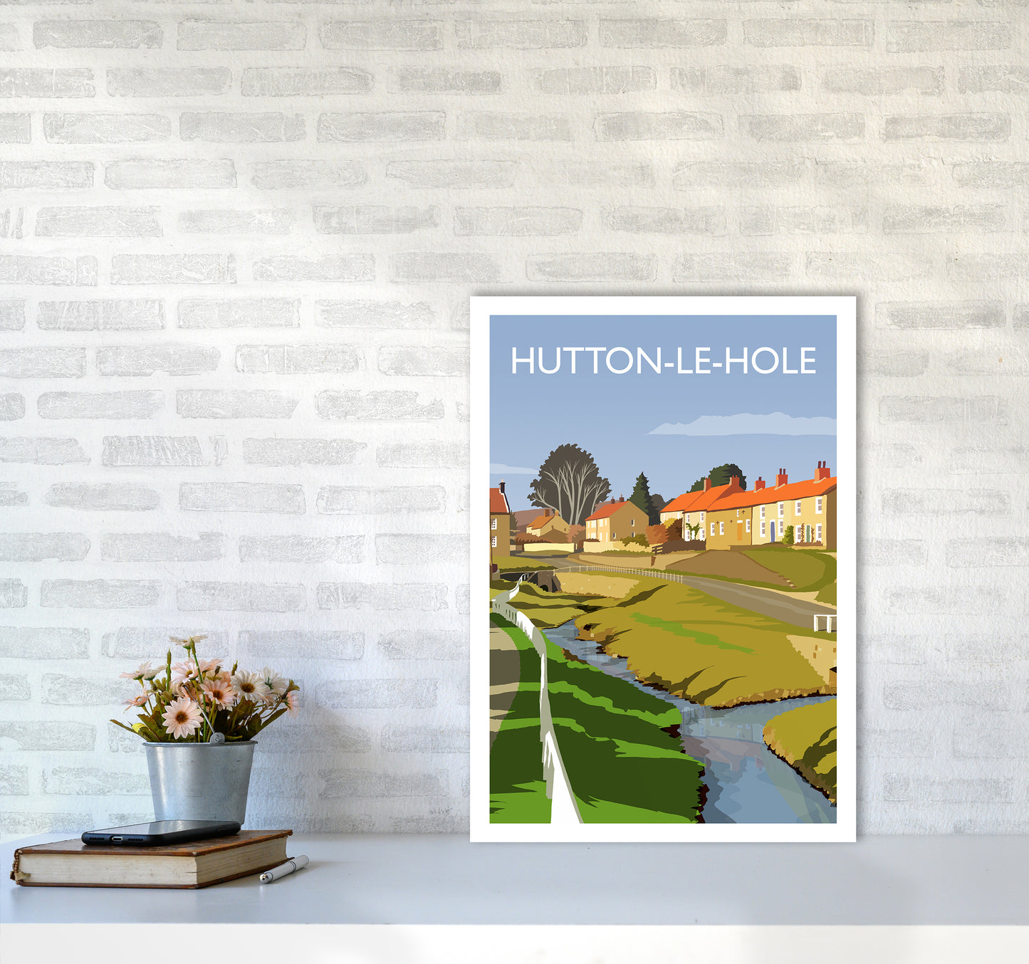 Hutton-Le-Hole Portrait Art Print by Richard O'Neill A2 Black Frame