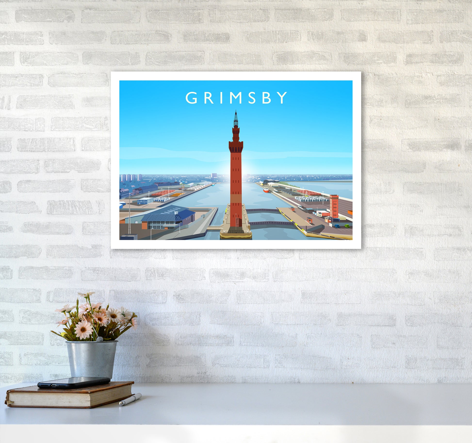 Grimsby Art Print by Richard O'Neill A2 Black Frame