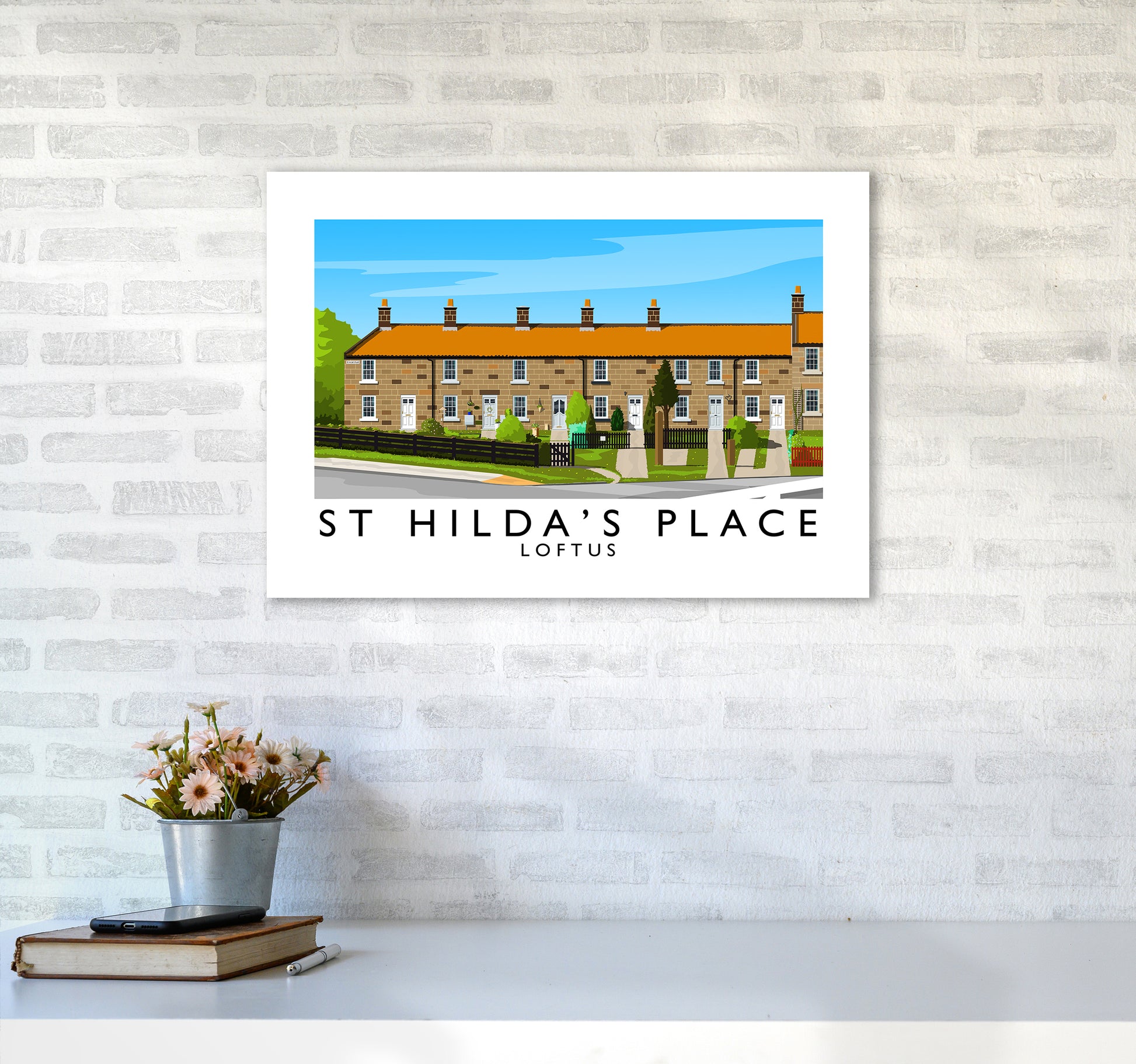 St Hilda's Place Art Print by Richard O'Neill A2 Black Frame