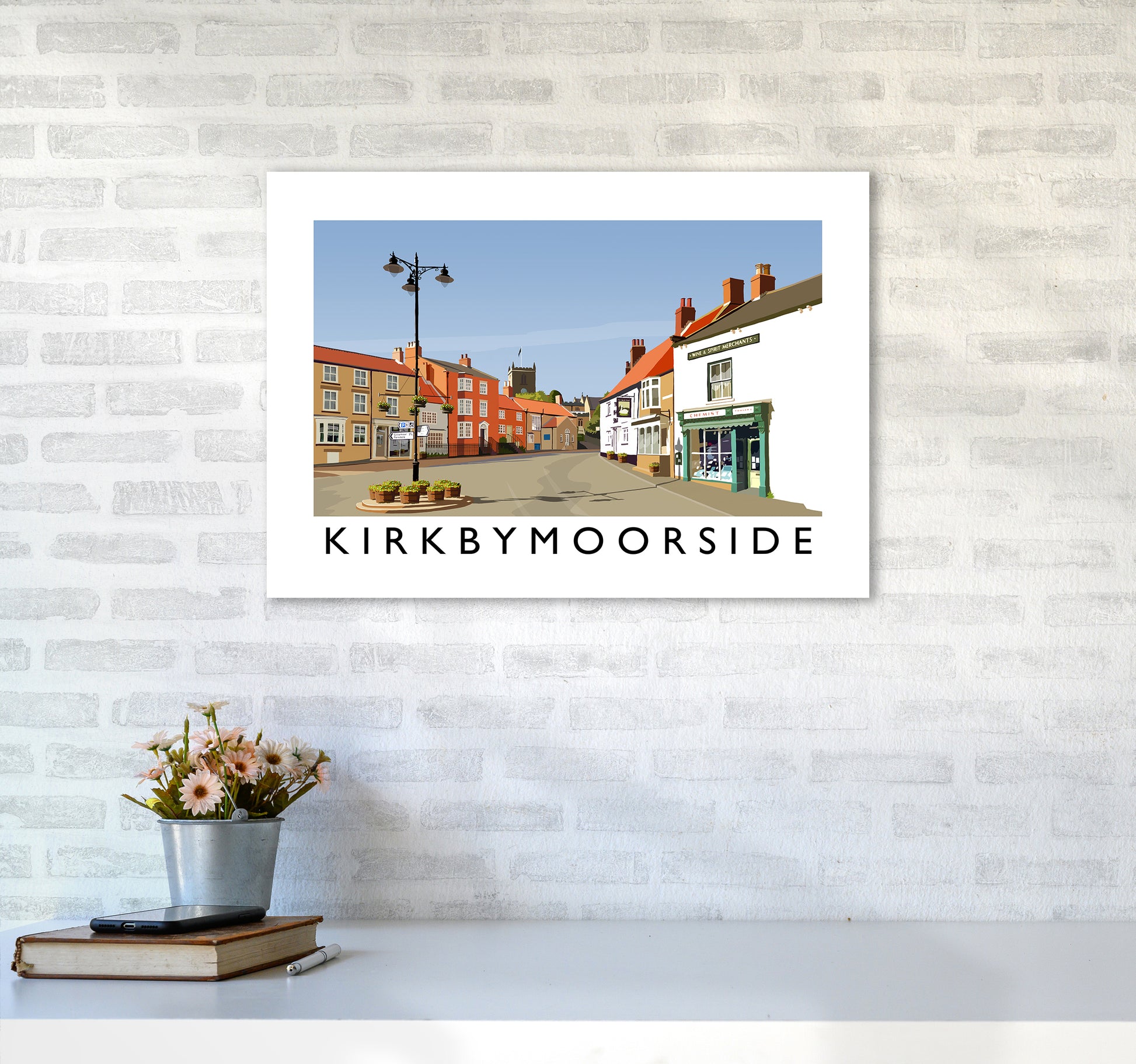 Kirkbymoorside Art Print by Richard O'Neill A2 Black Frame