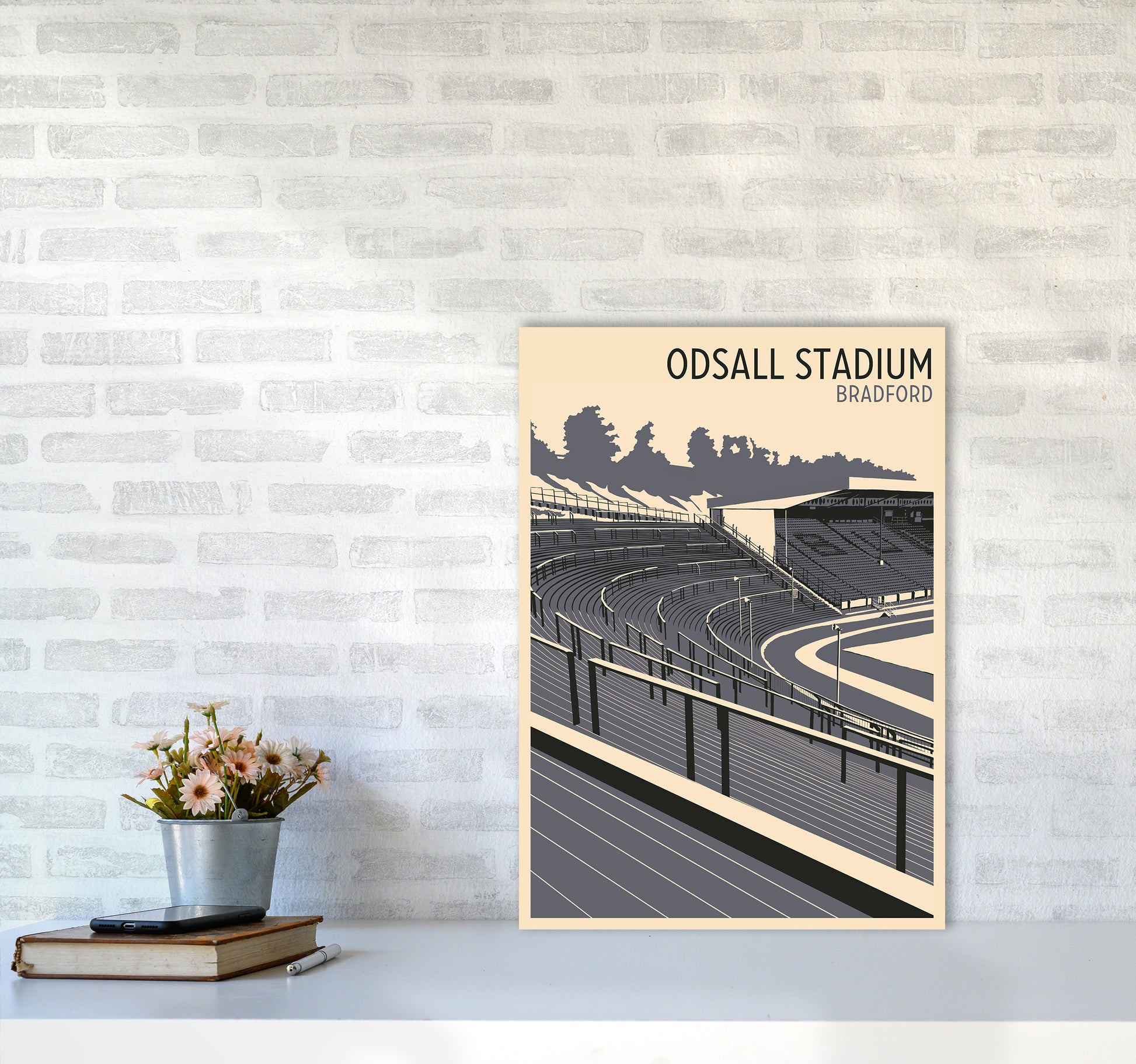 Odsal Stadium, Bradford Travel Art Print by Richard O'Neill A2 Black Frame