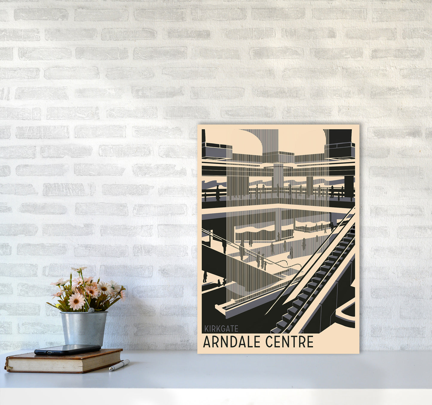 Kirkgate Arndale Centre Travel Art Print by Richard O'Neill A2 Black Frame