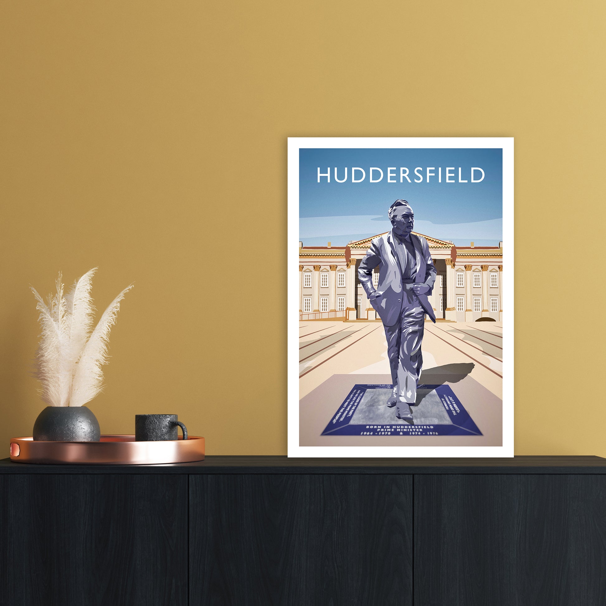 Huddersfield Portrait Travel Art Print by Richard O'Neill A2 Black Frame