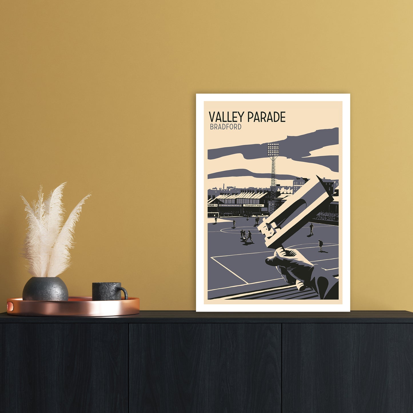 Valley Parade Travel Art Print by Richard O'Neill A2 Black Frame