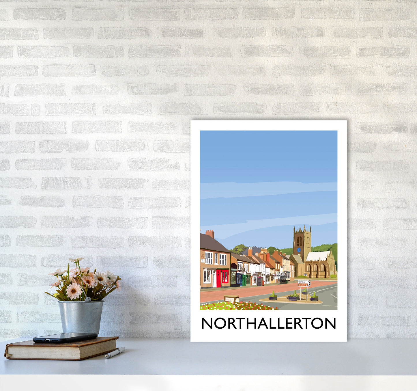 Northallerton 5 portrait Travel Art Print by Richard O'Neill A2 Black Frame