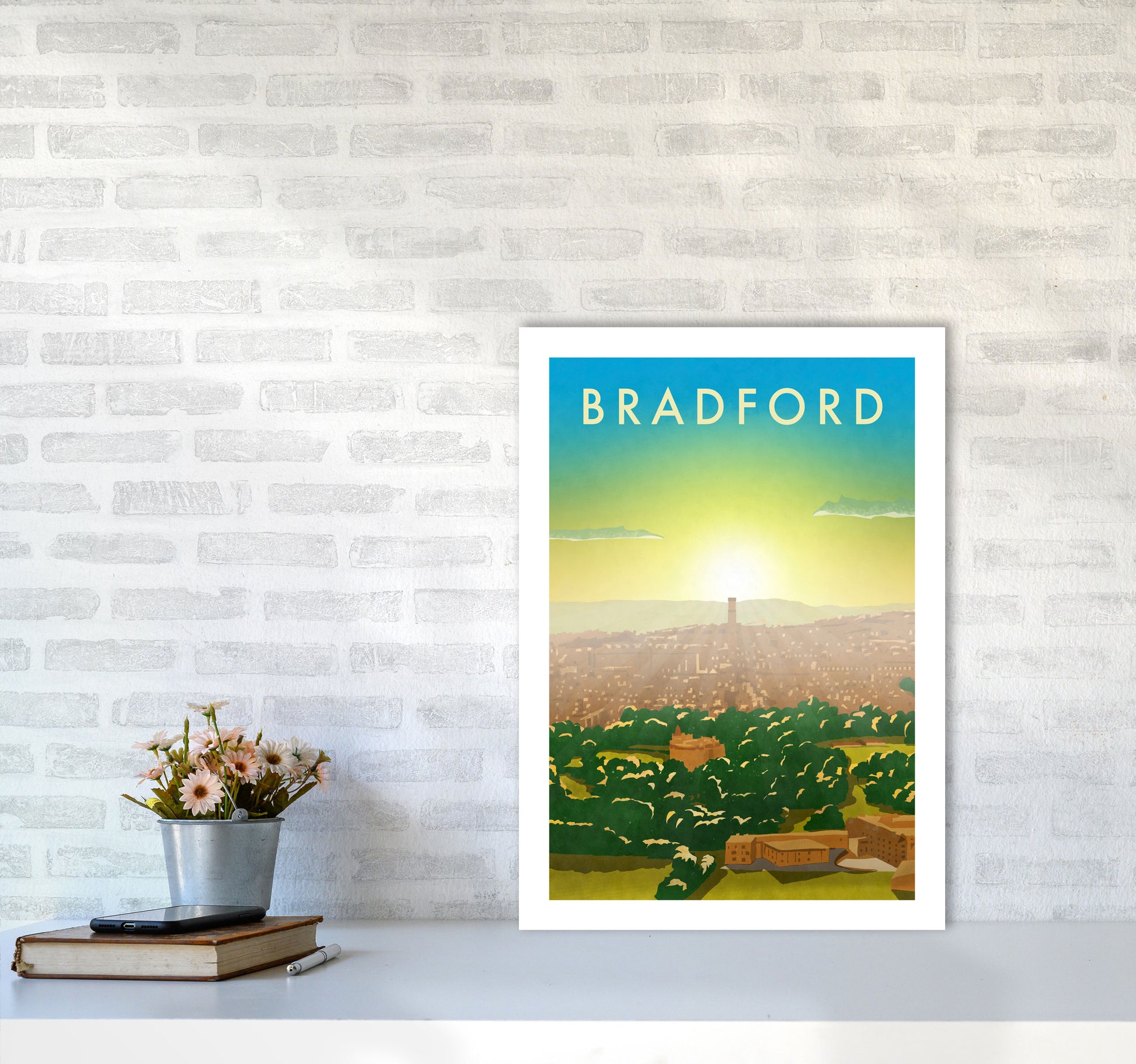 Bradford 2 portrait Travel Art Print by Richard O'Neill A2 Black Frame