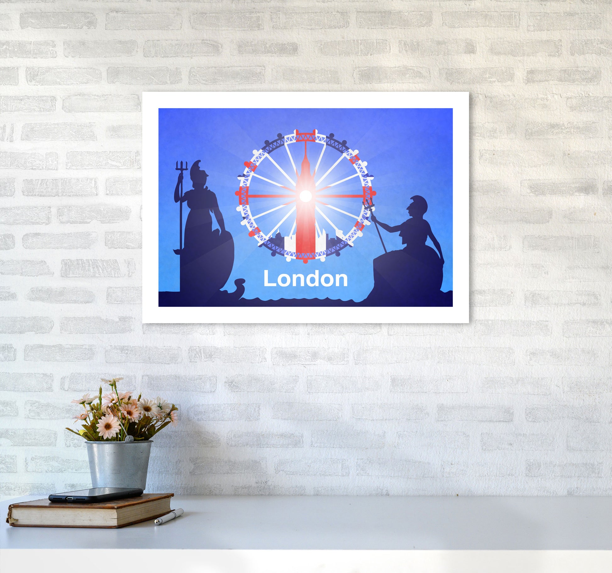 London (Britannia) Travel Art Print by Richard O'Neill A2 Black Frame