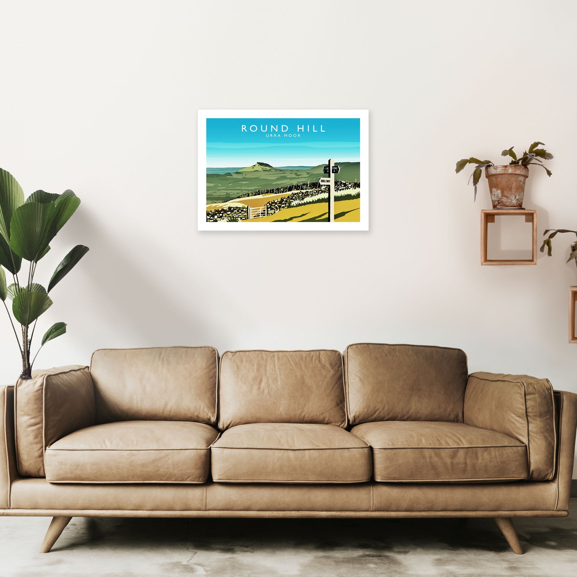 Round Hill Travel Art Print by Richard O'Neill A2 Black Frame