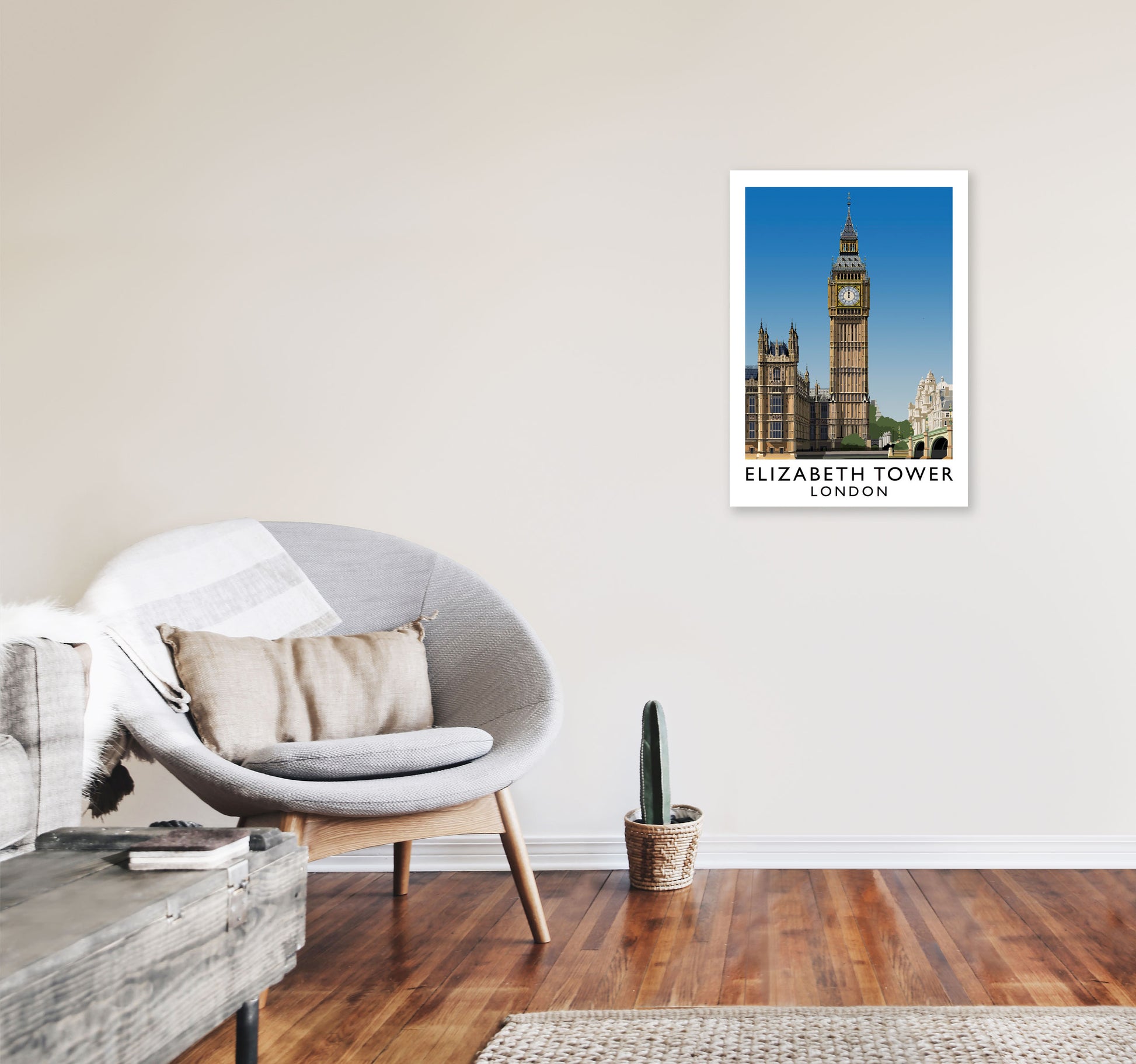 Elizabeth Tower by Richard O'Neill A2 Black Frame