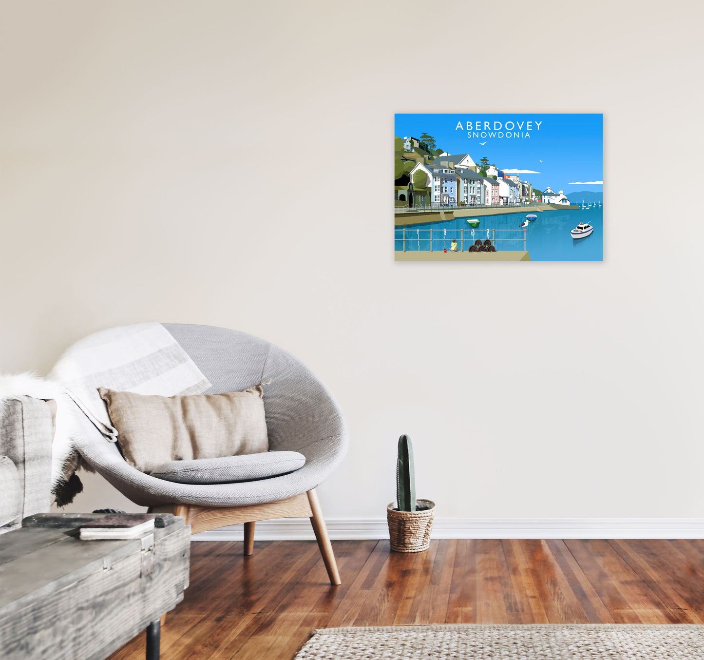 Aberdovey Snowdonia Framed Digital Art Print by Richard O'Neill A2 Black Frame