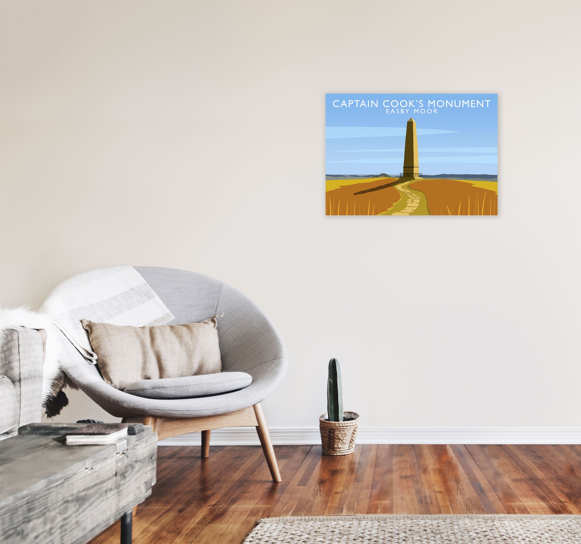 Captain Cooks Monument (Landscape) by Richard O'Neill A2 Black Frame