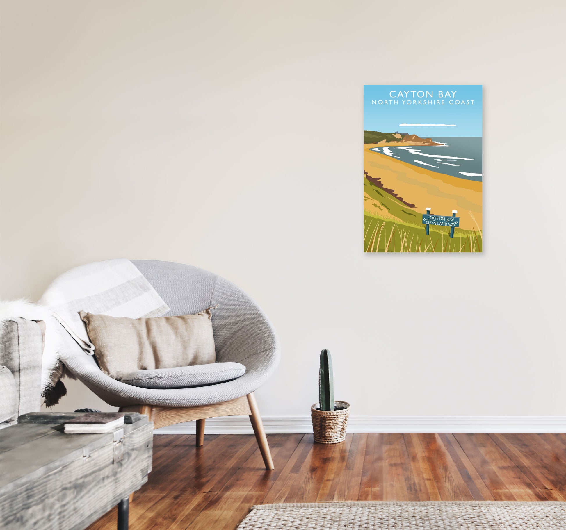 Cayton Bay North Yorkshire Coast Portrait Framed Digital Art Print by Richard O'Neill A2 Black Frame