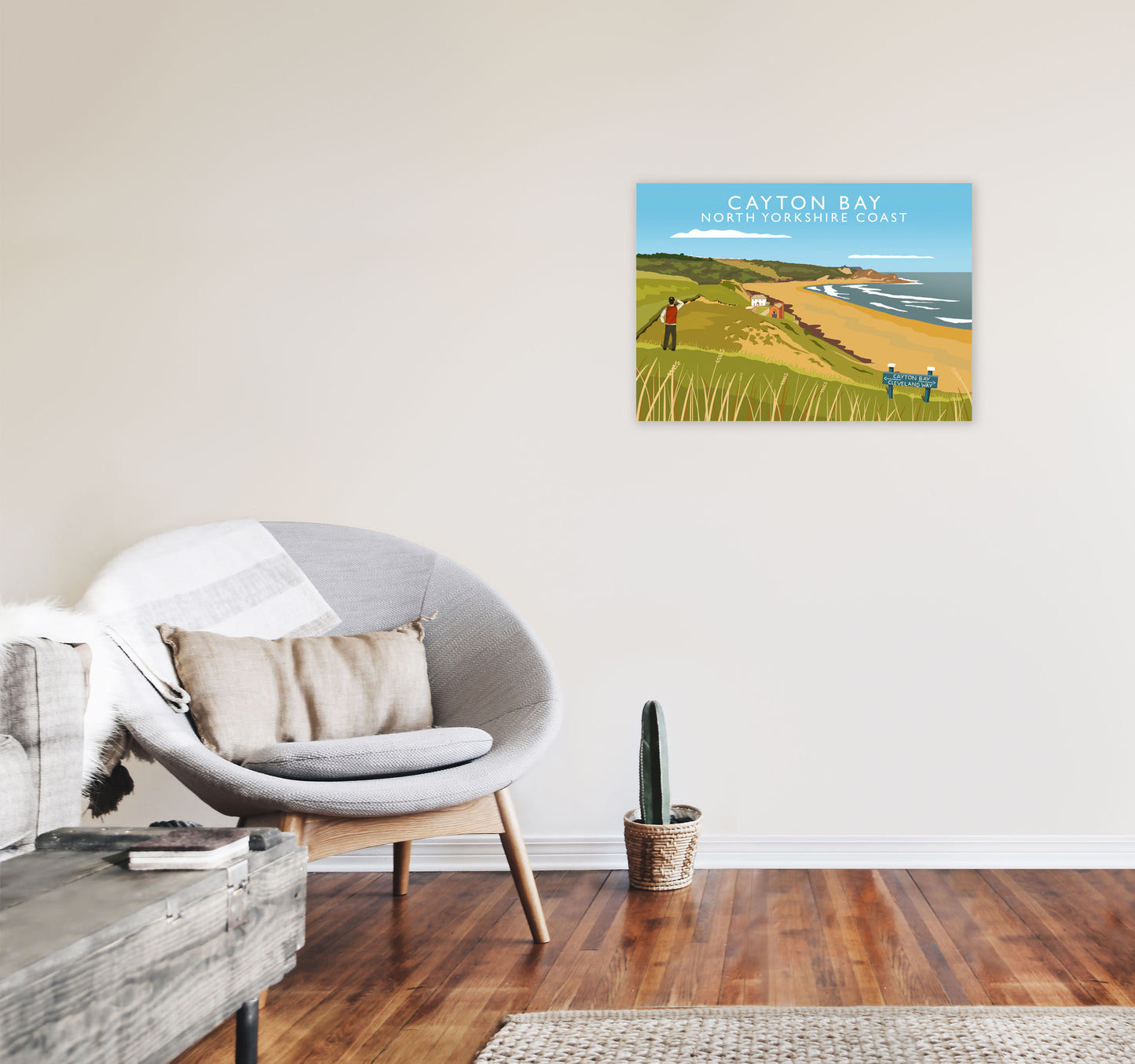 Cayton Bay North Yorkshire Coast Framed Digital Art Print by Richard O'Neill A2 Black Frame