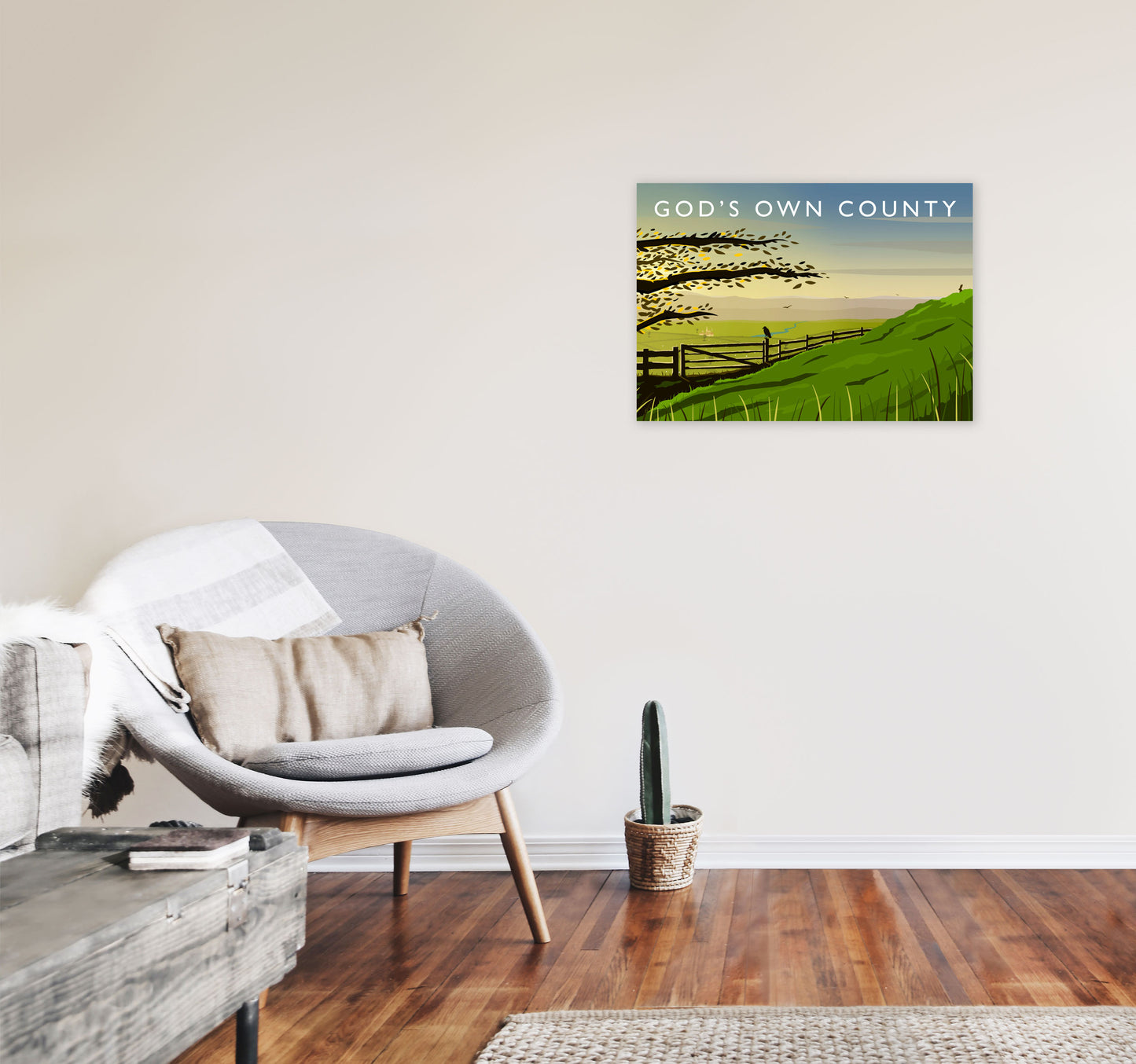 Gods Own County (Landscape) Yorkshire Art Print Poster by Richard O'Neill A2 Black Frame